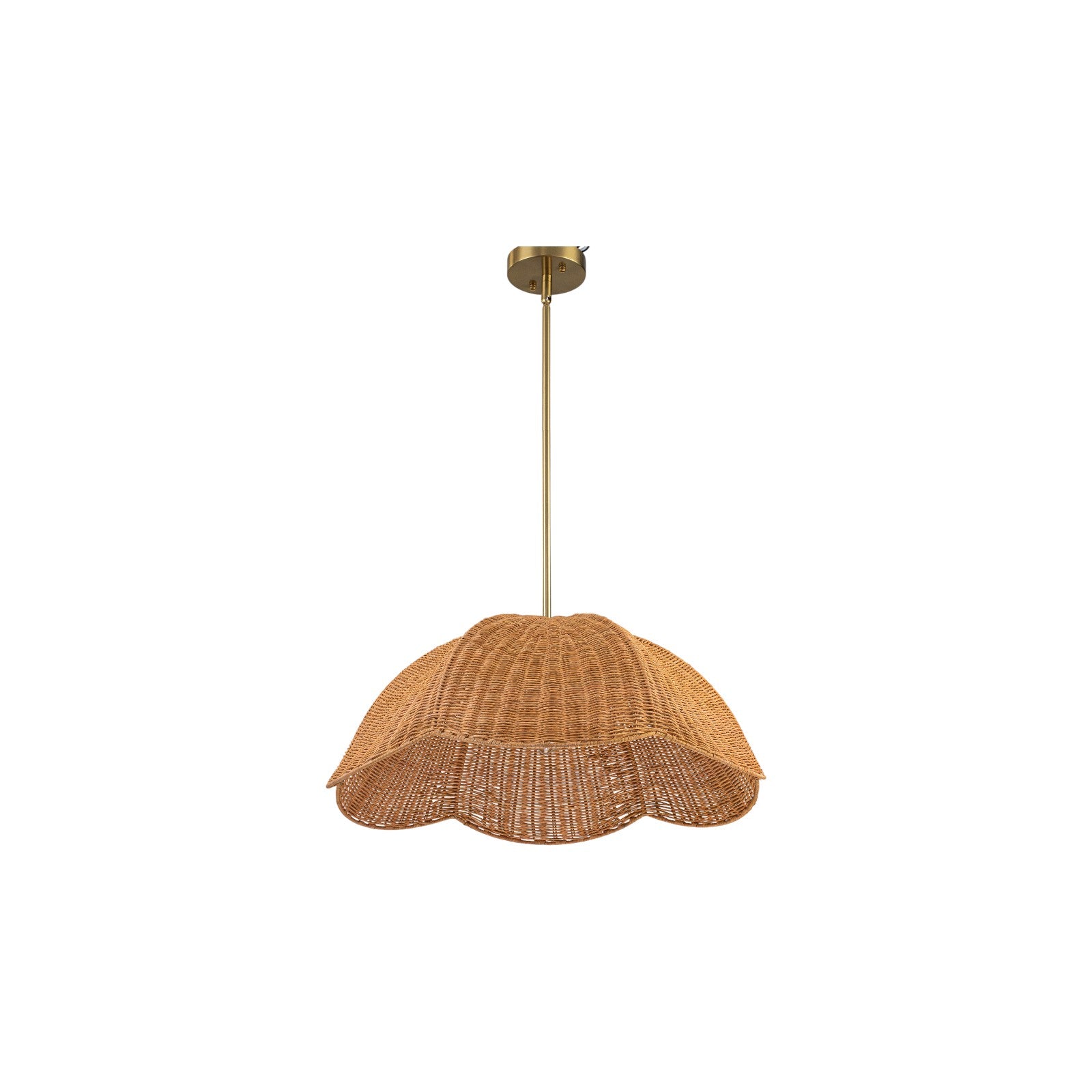 Glowlings 1-Light Boho 24"Wide Rattan Handwoven Natural Wicker Dome Pendant Light