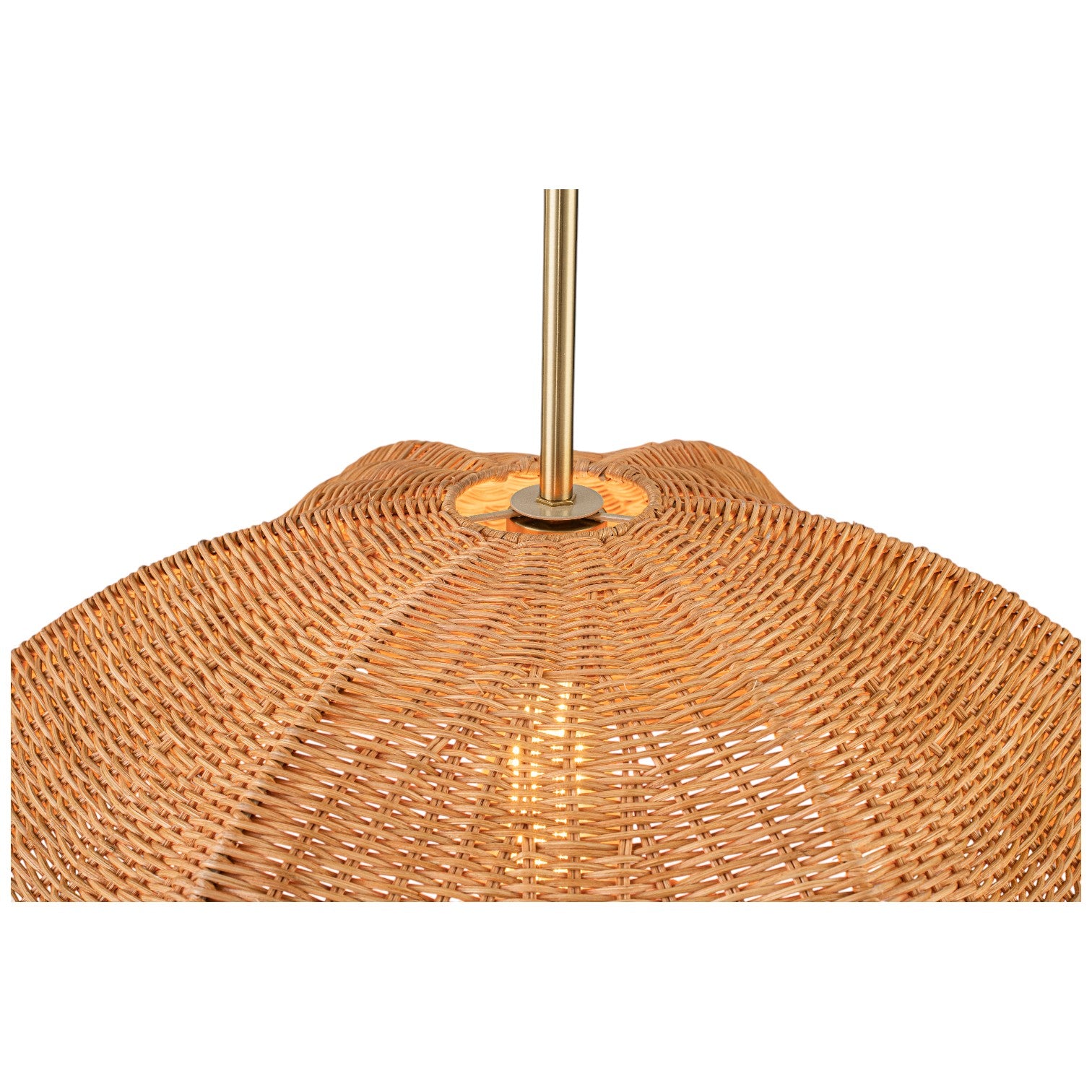 Glowlings 1-Light Boho 24"Wide Rattan Handwoven Natural Wicker Dome Pendant Light
