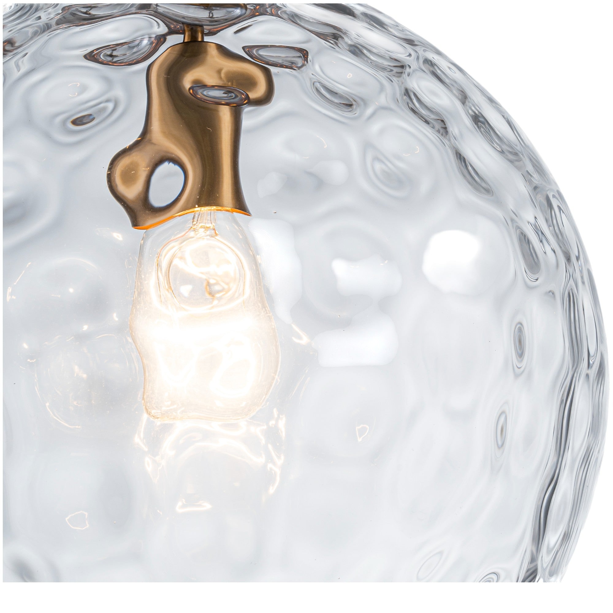 Glowlings 1-Light Classic Aged Brass Clear Hammered Glass Globe Pendant Light