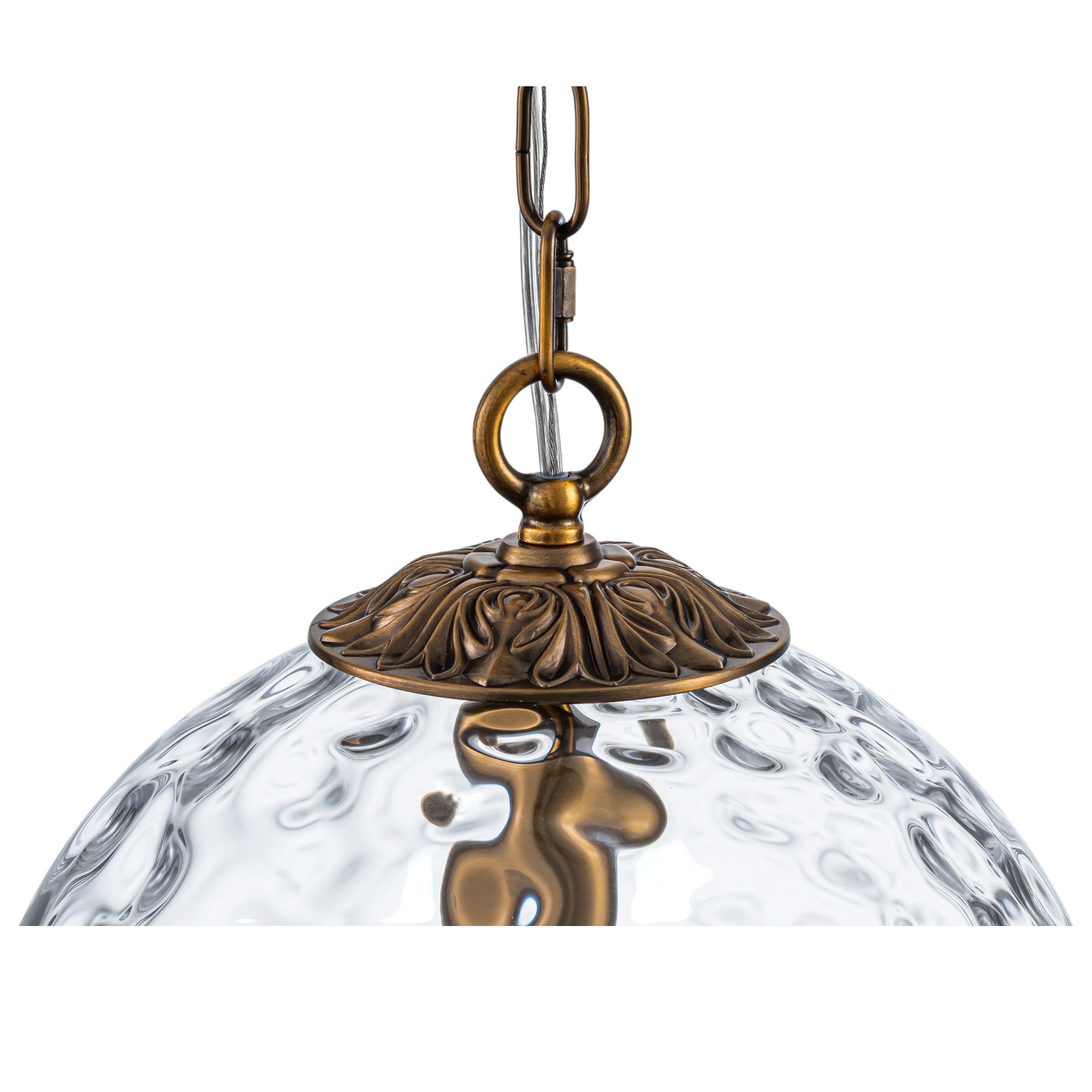 Glowlings 1-Light Classic Aged Brass Clear Hammered Glass Globe Pendant Light