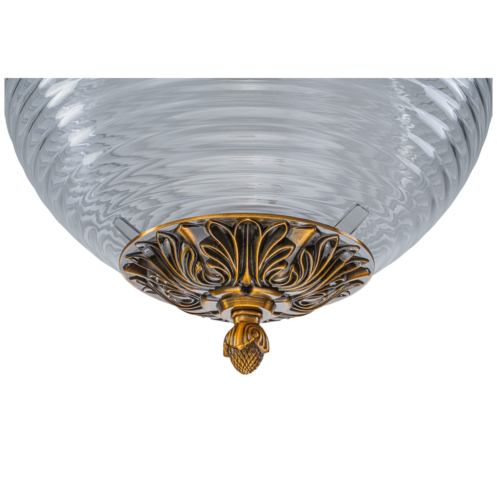 Glowlings 1-Light Classic Aged Brass/Black Clear Swirl Glass Globe Pendant Light