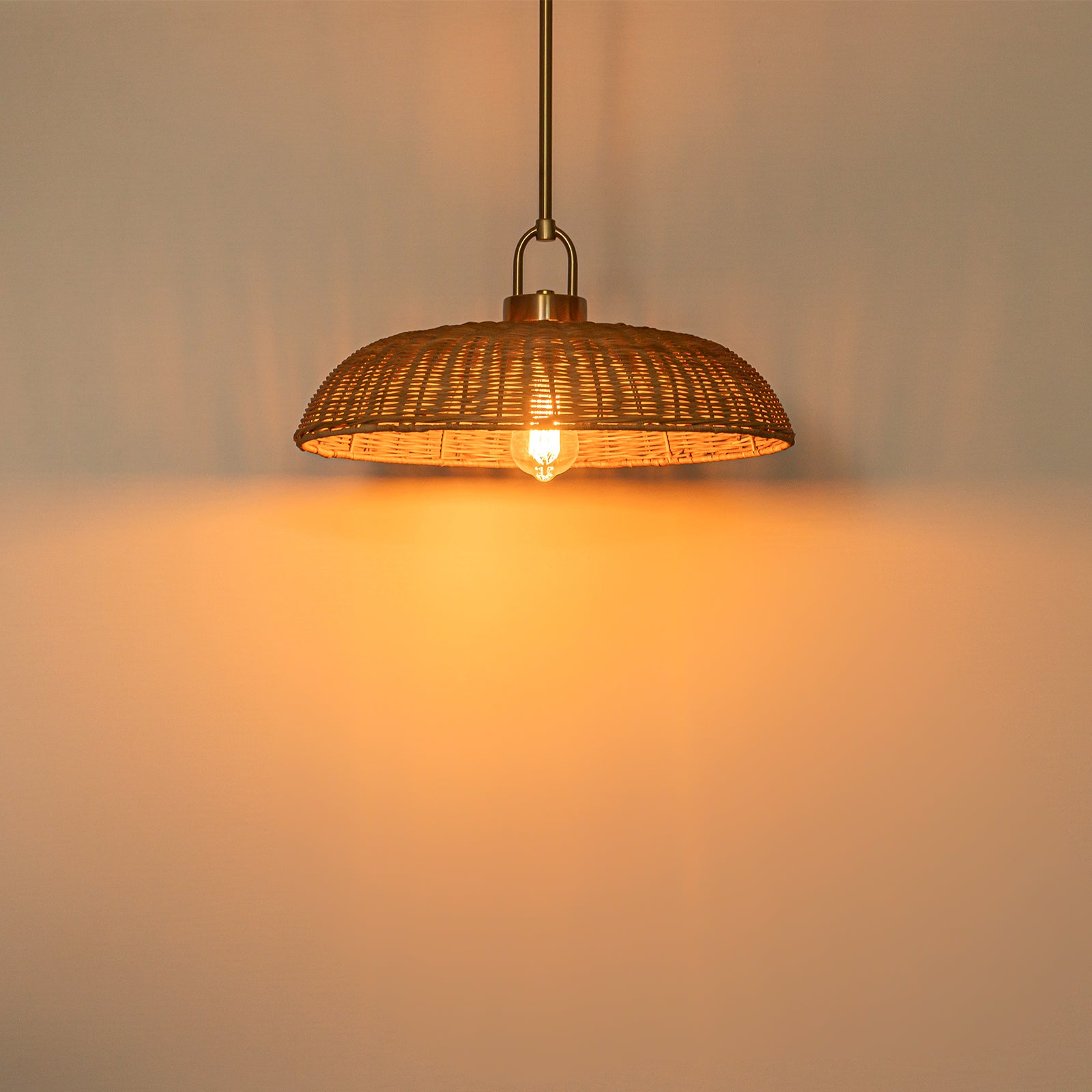 Glowlings 1-Light Farmhouse 18"Wide Dome Hand-Weave Rattan Pendant Light Island Light