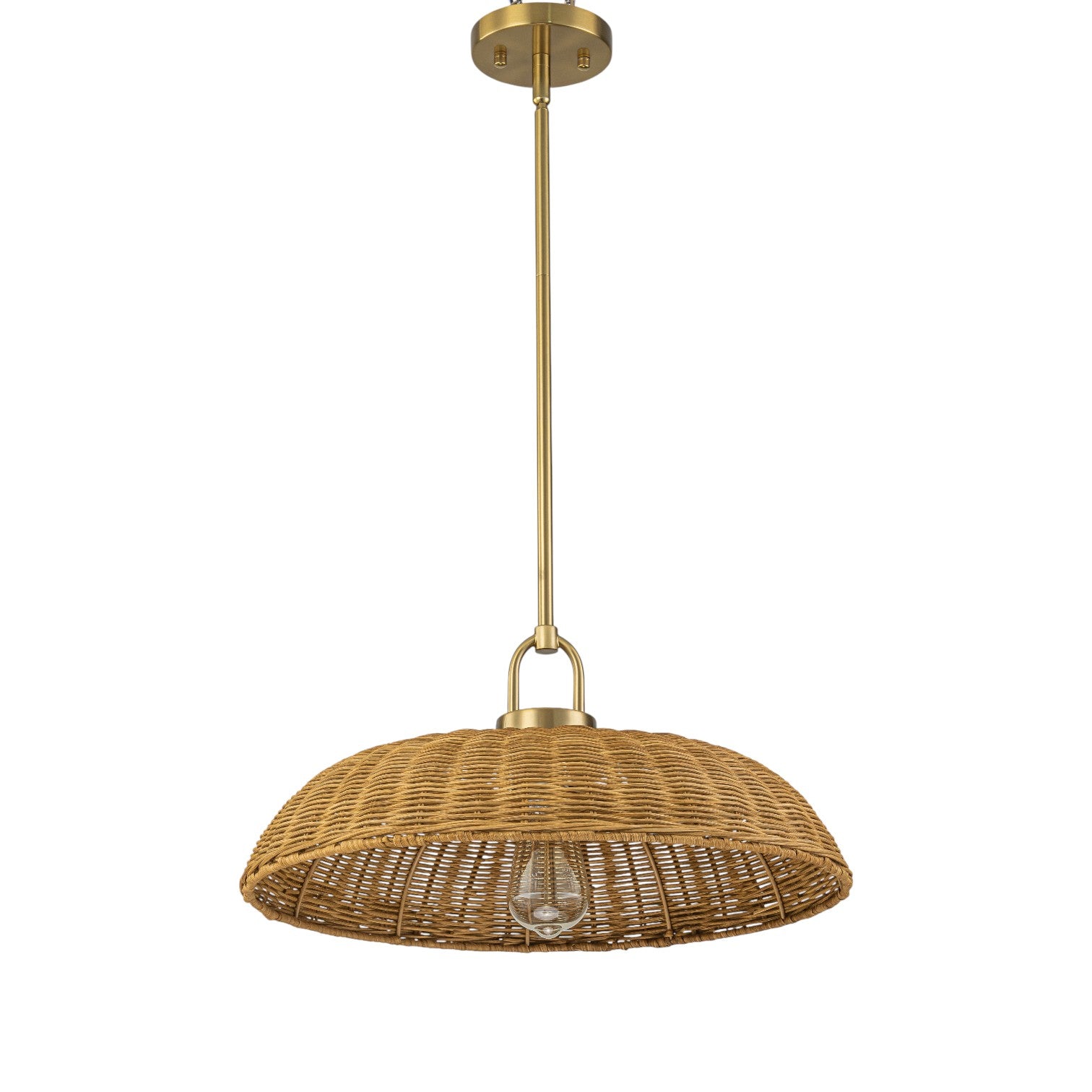 Glowlings 1-Light Farmhouse 18"Wide Dome Hand-Weave Rattan Pendant Light Island Light