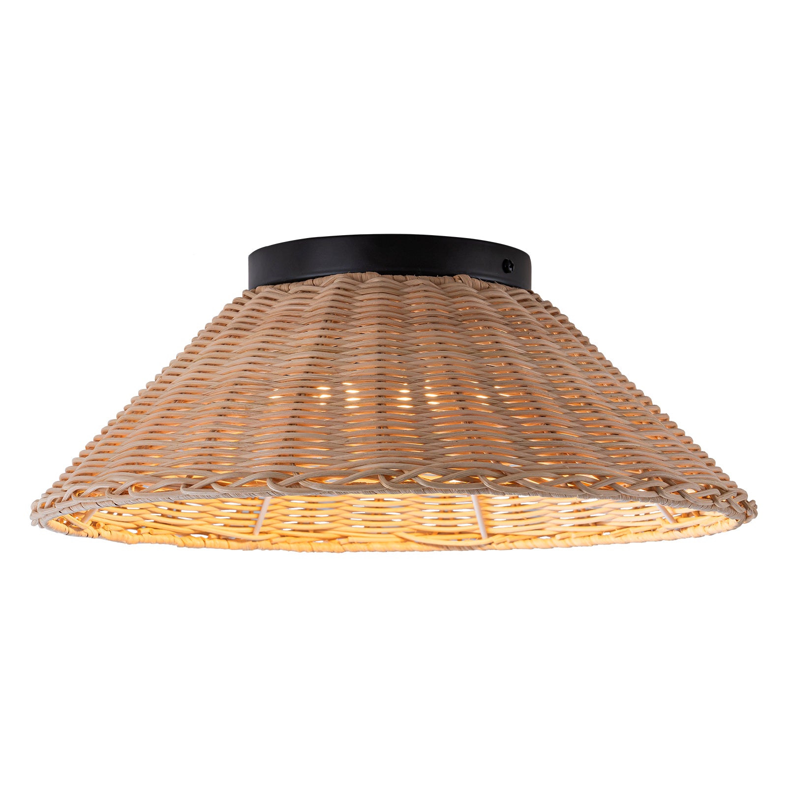 Glowlings 1-Light Farmhouse 14"Wide Dome Rattan LED Flush Mount Ceiling Light