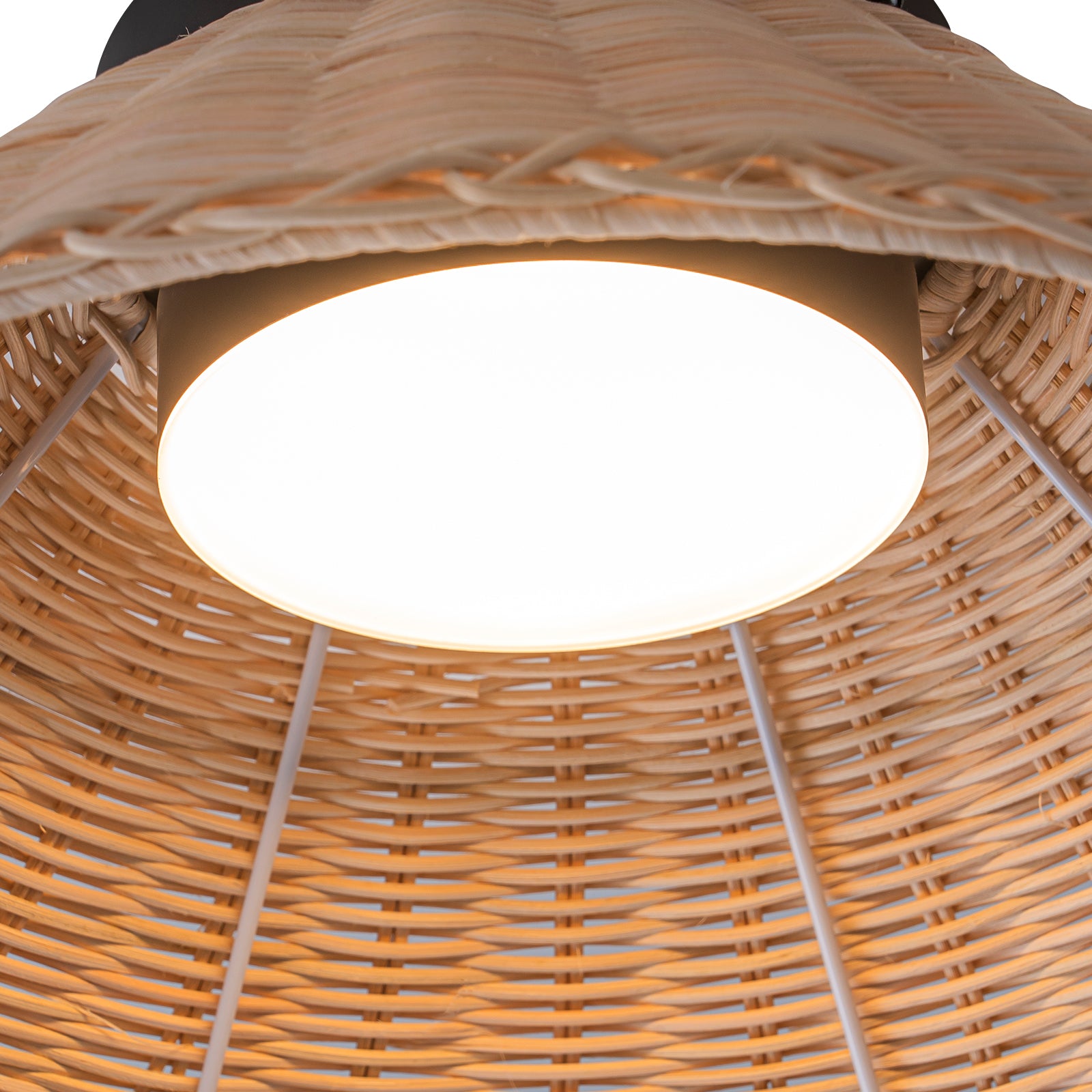 Glowlings 1-Light Farmhouse 14"Wide Dome Rattan LED Flush Mount Ceiling Light