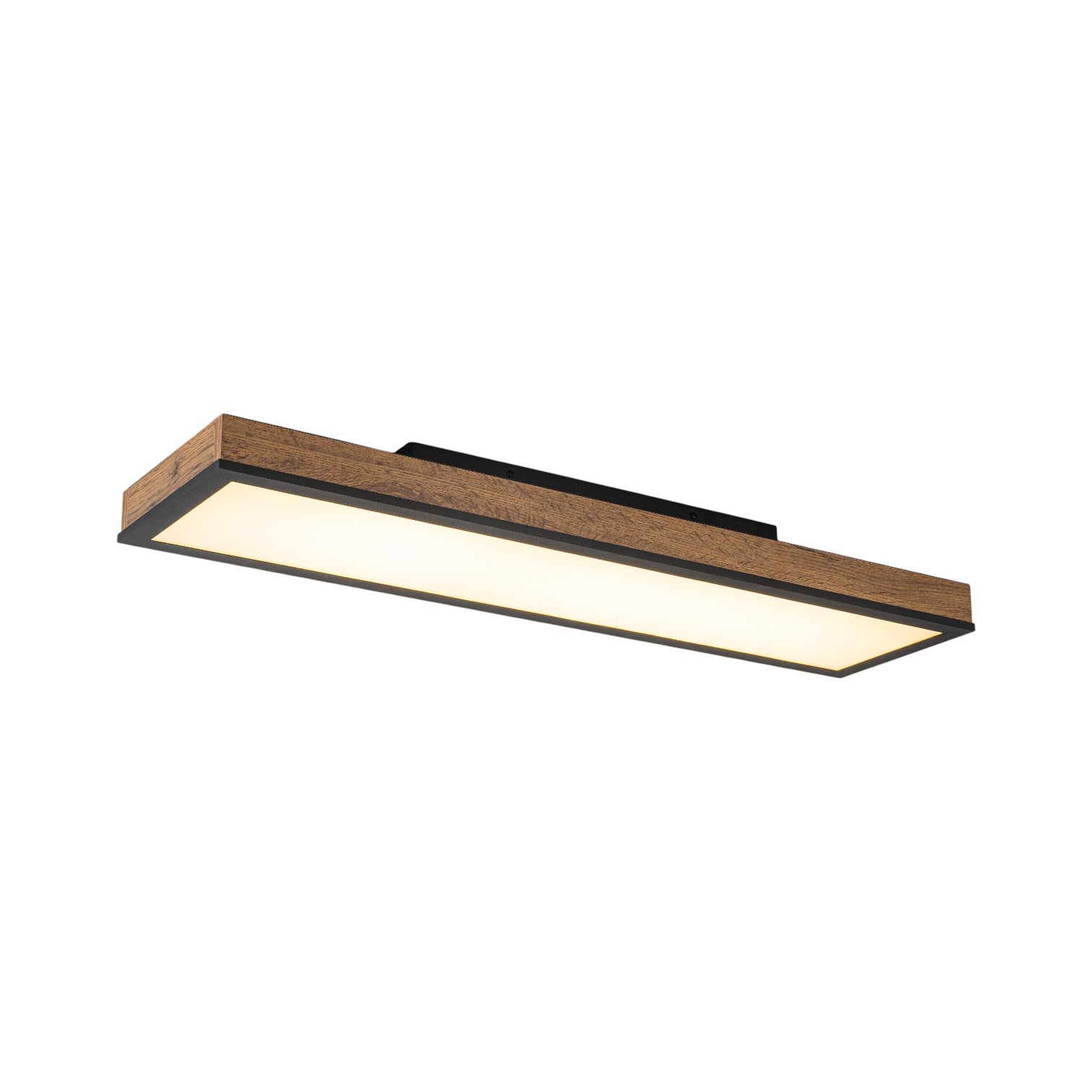 Glowlings 1-Light Farmhouse 32"Wide Linear Low Profile Rectangular Wood LED Flush Mount Ceiling Light
