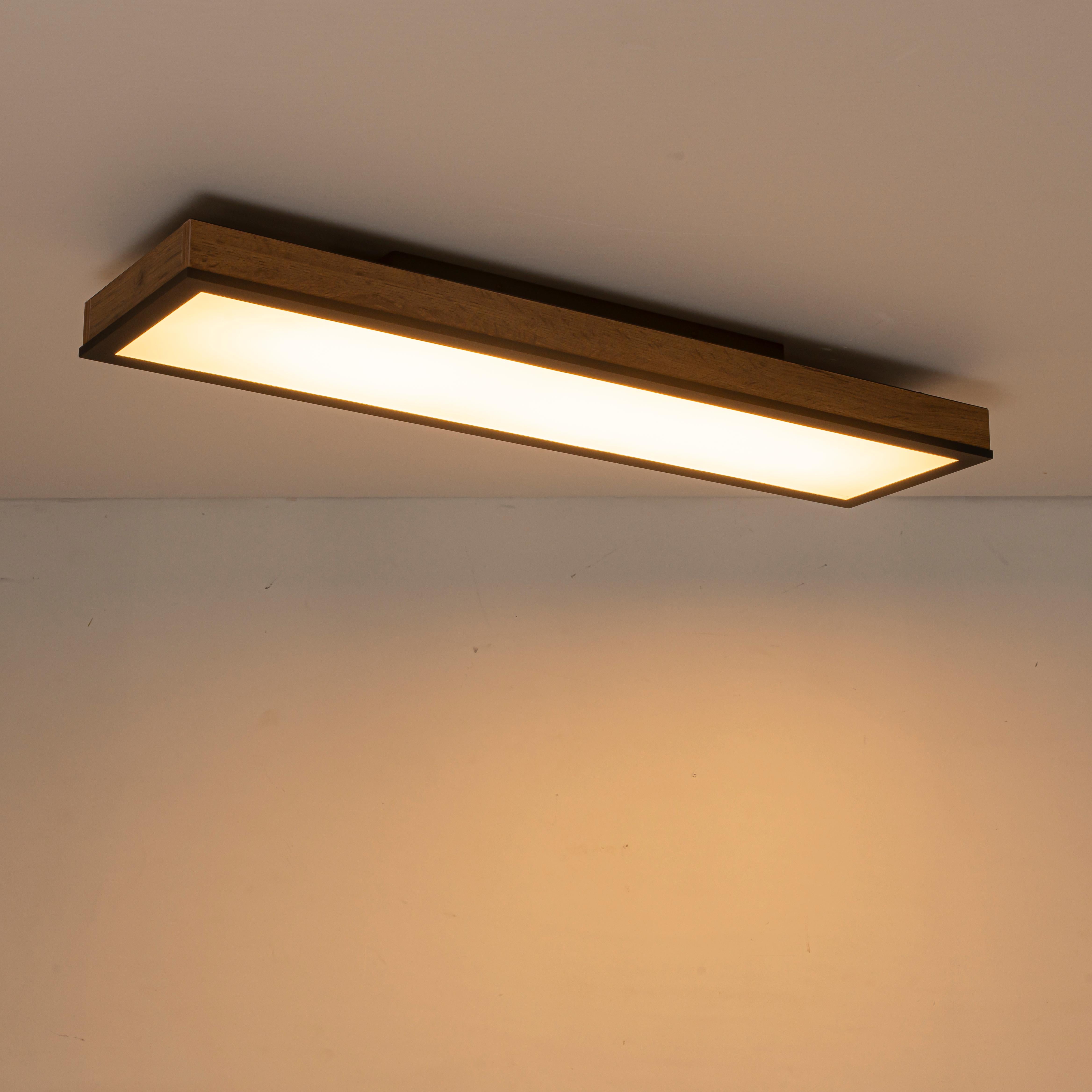 Glowlings 1-Light Farmhouse 32"Wide Linear Low Profile Rectangular Wood LED Flush Mount Ceiling Light