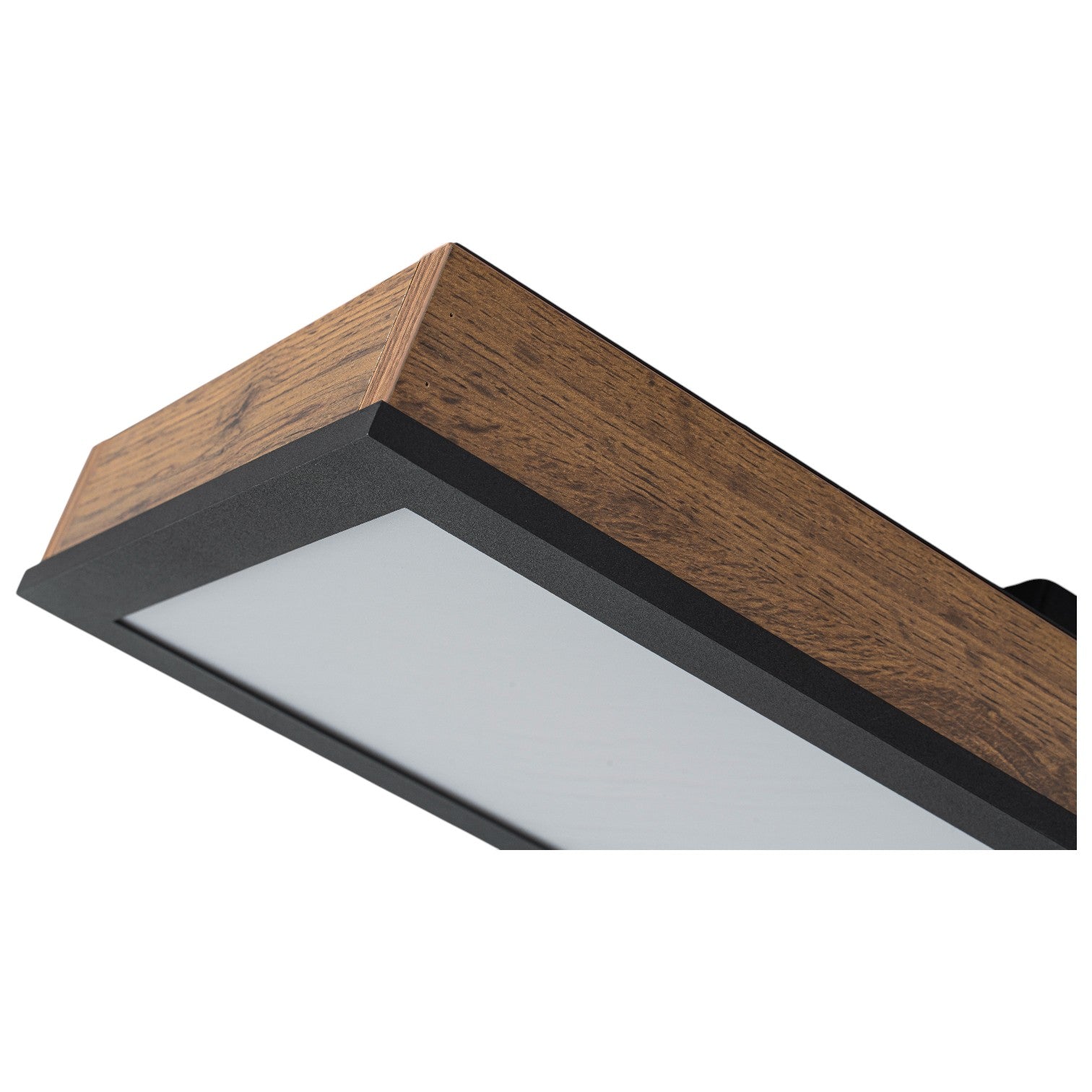 Glowlings 1-Light Farmhouse 32"Wide Linear Low Profile Rectangular Wood LED Flush Mount Ceiling Light