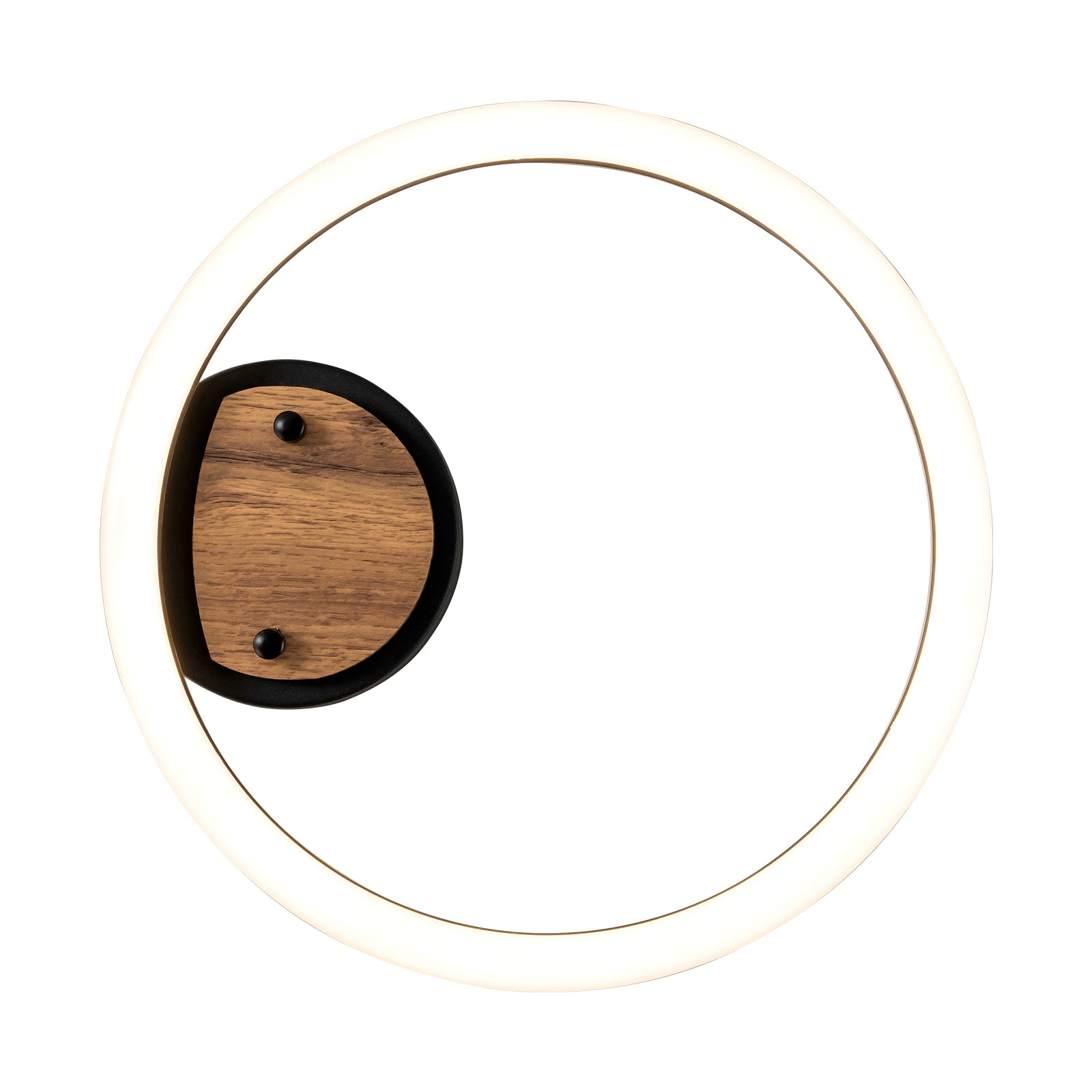 Glowlings 1-flammige LED-Deckenleuchte im Landhausstil, rund, Ring, Holz
