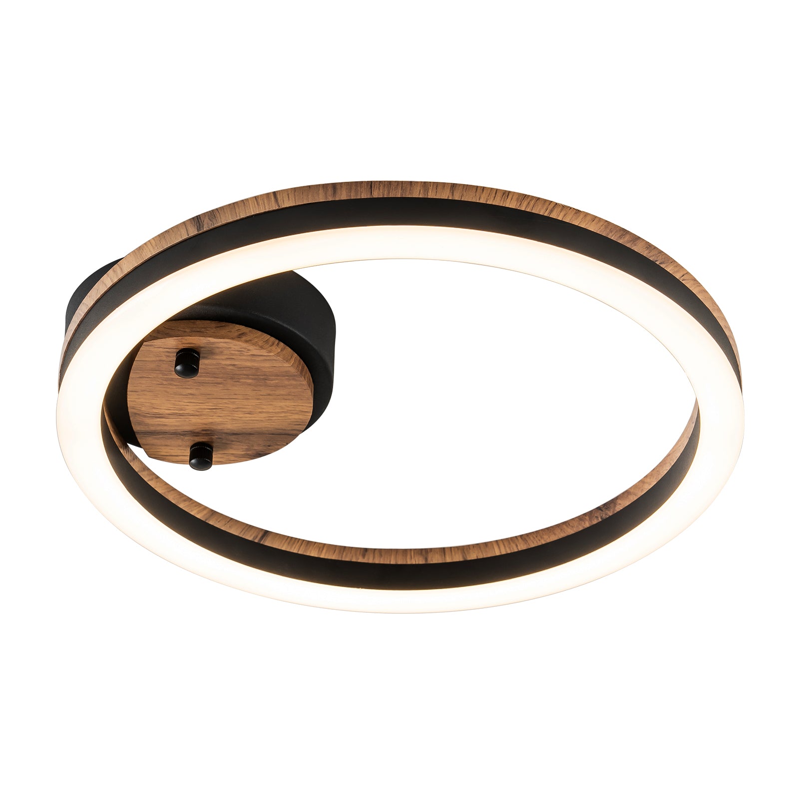 Glowlings 1-flammige LED-Deckenleuchte im Landhausstil, rund, Ring, Holz