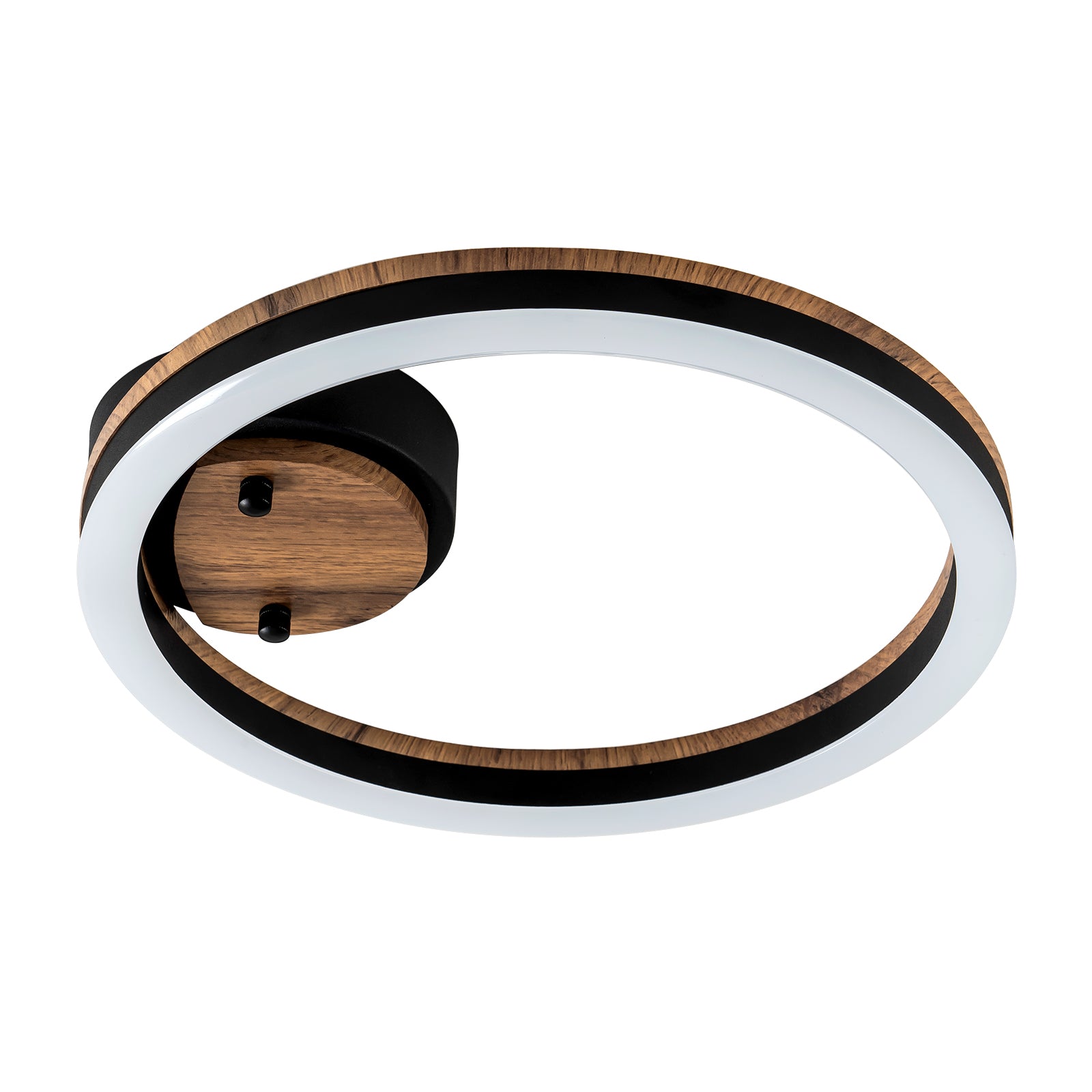 Glowlings 1-flammige LED-Deckenleuchte im Landhausstil, rund, Ring, Holz