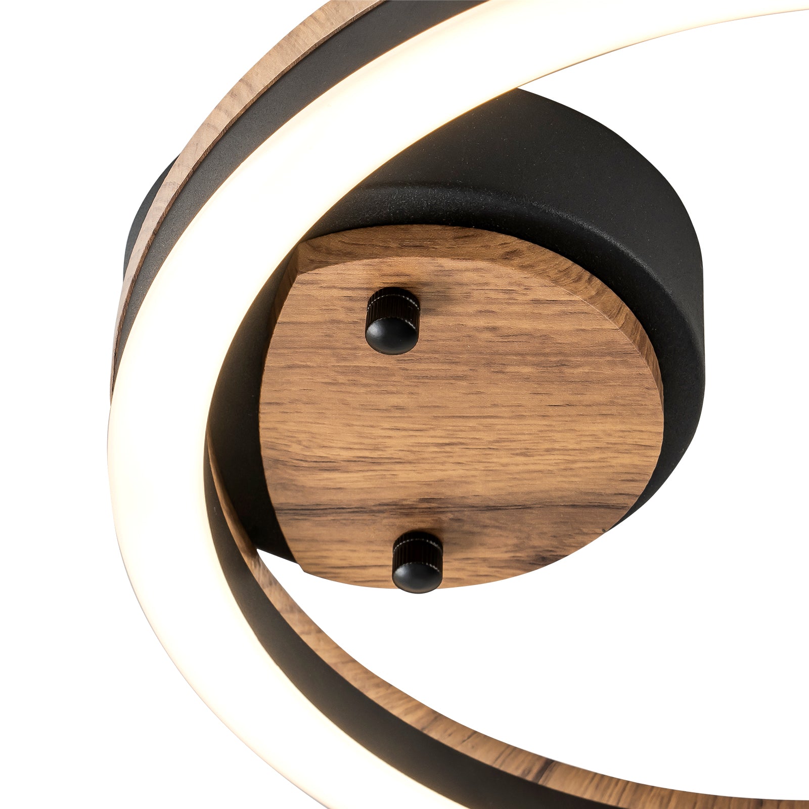 Glowlings 1-flammige LED-Deckenleuchte im Landhausstil, rund, Ring, Holz