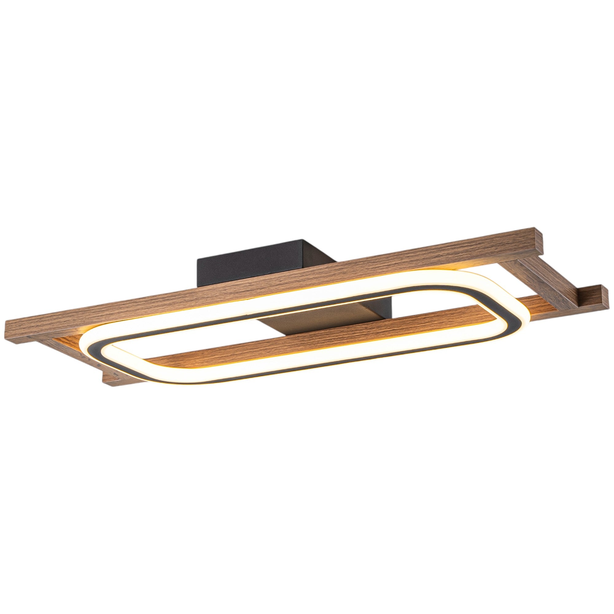 Glowlings 1/2/3-Light Farmhouse Rounded Rectangular LED Wood Flush Mount Celiling Light