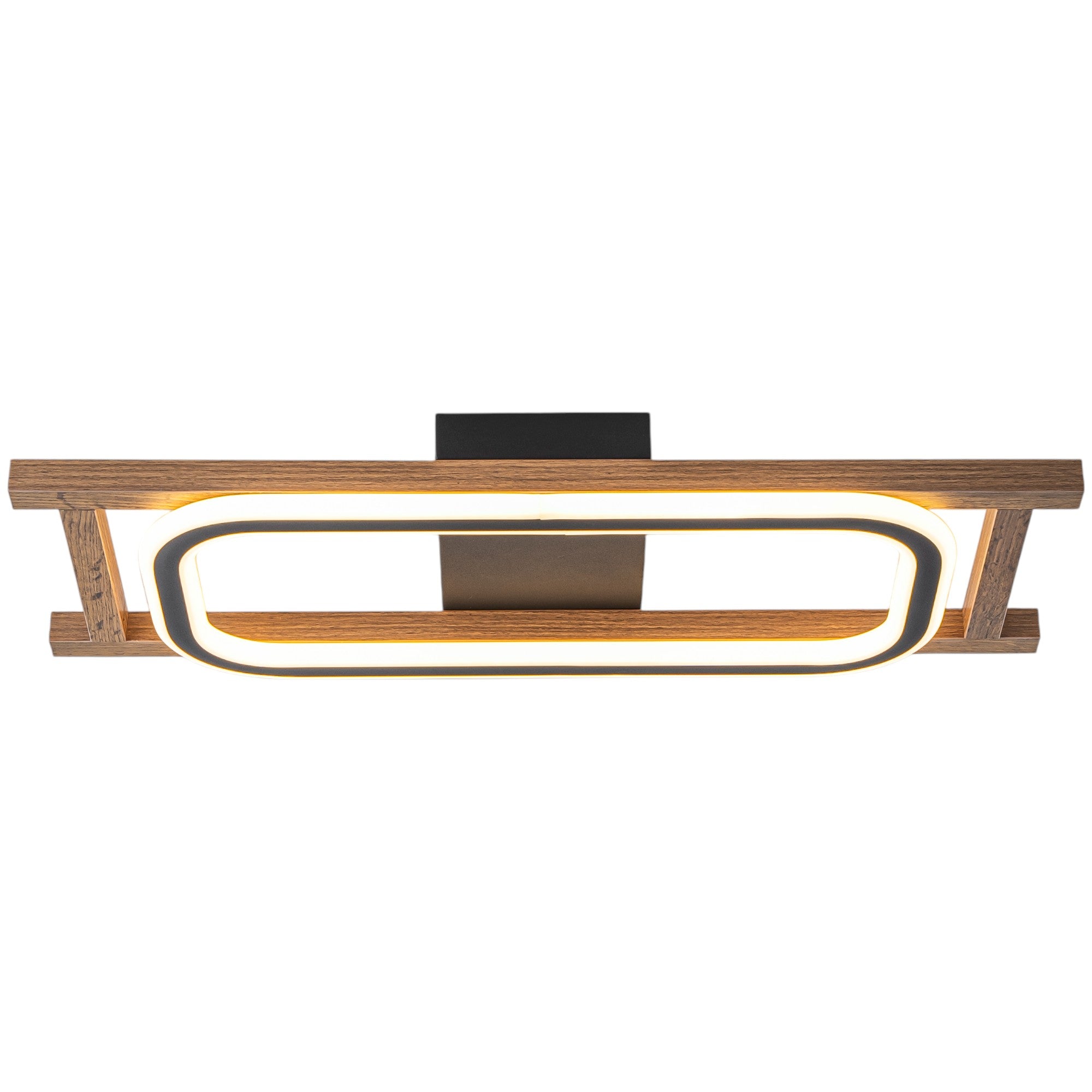 Glowlings 1/2/3-Light Farmhouse Rounded Rectangular LED Wood Flush Mount Celiling Light