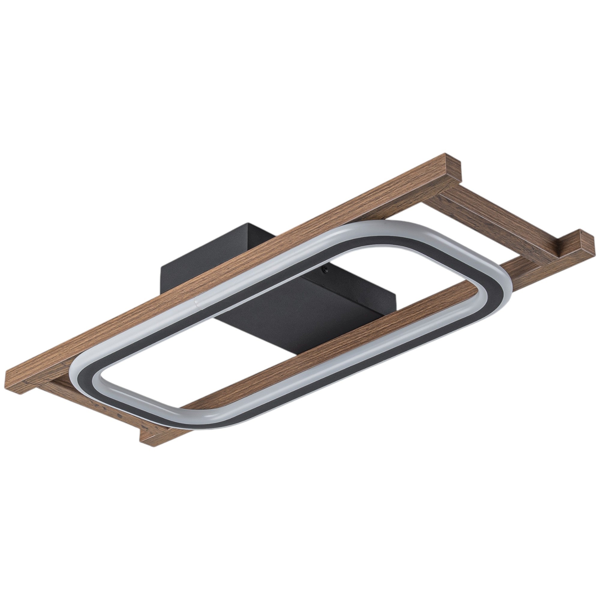 Glowlings 1/2/3-Light Farmhouse Rounded Rectangular LED Wood Flush Mount Celiling Light