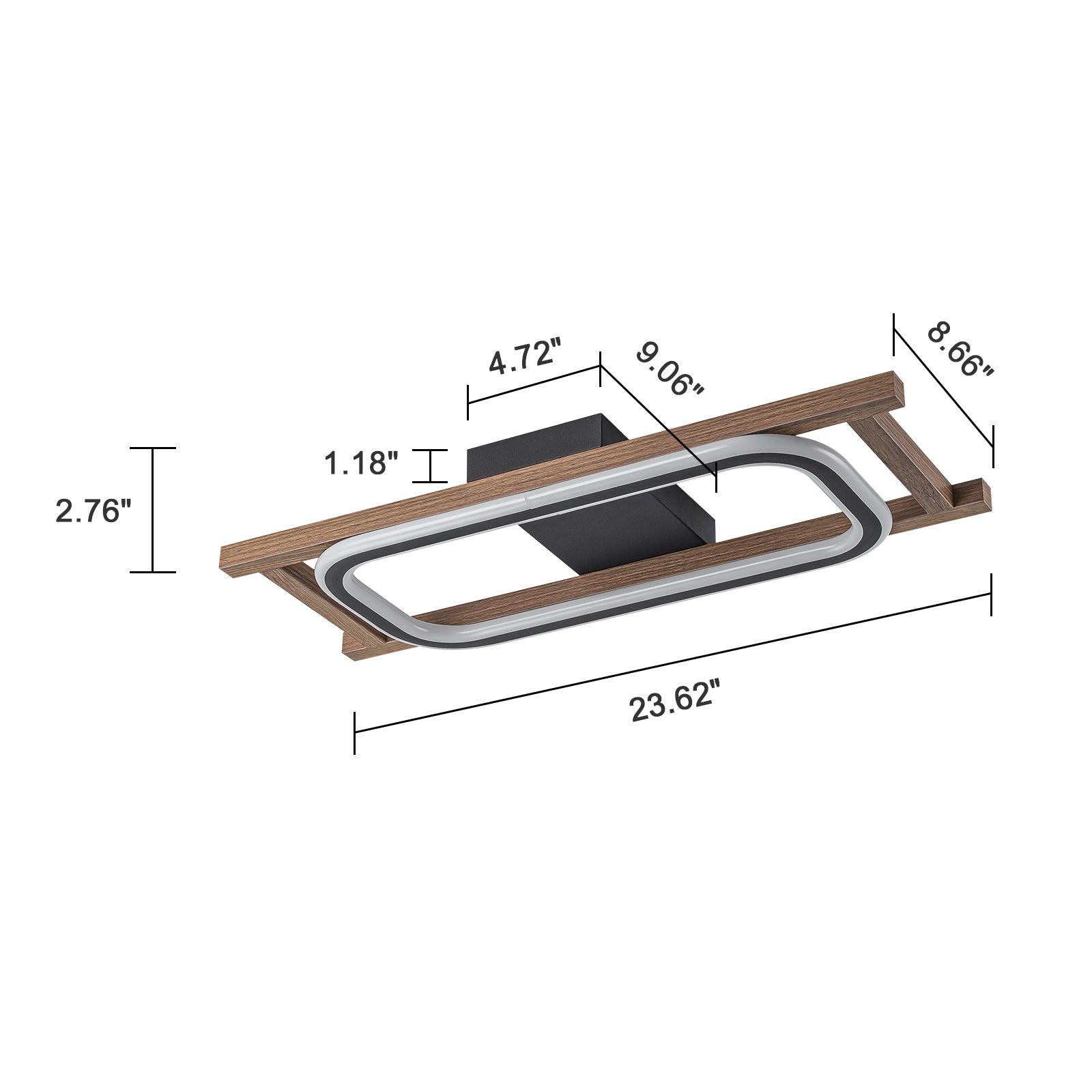 Glowlings 1/2/3-Light Farmhouse Rectangular LED Wood Flush Mount Celiling Light