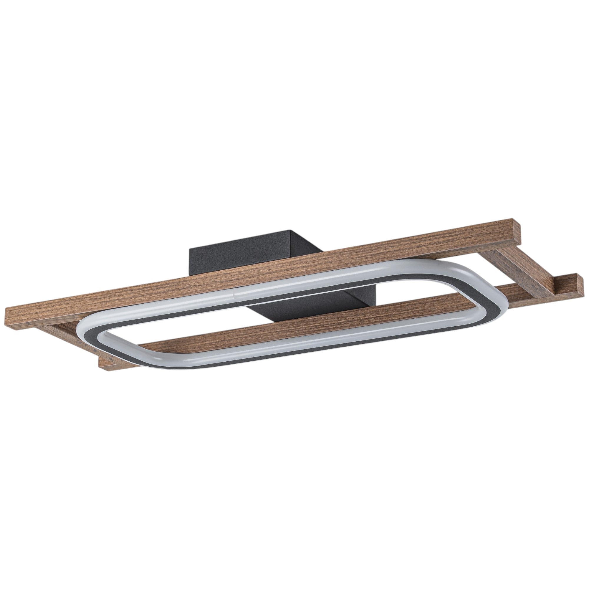 Glowlings 1/2/3-Light Farmhouse Rounded Rectangular LED Wood Flush Mount Celiling Light