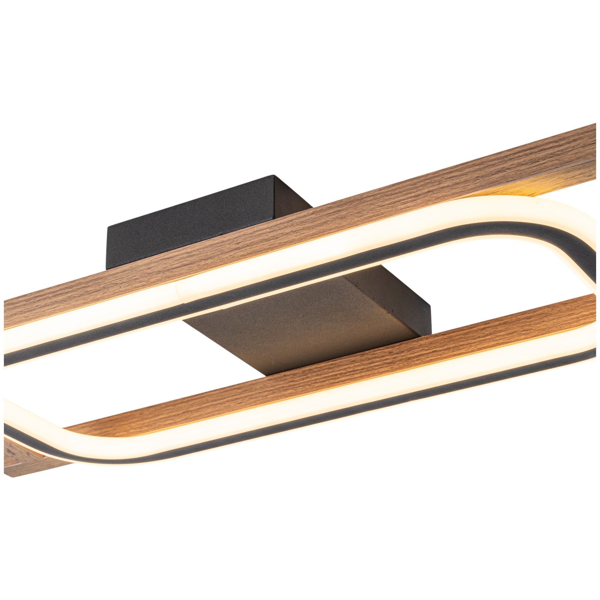 Glowlings 1/2/3-Light Farmhouse Rounded Rectangular LED Wood Flush Mount Celiling Light