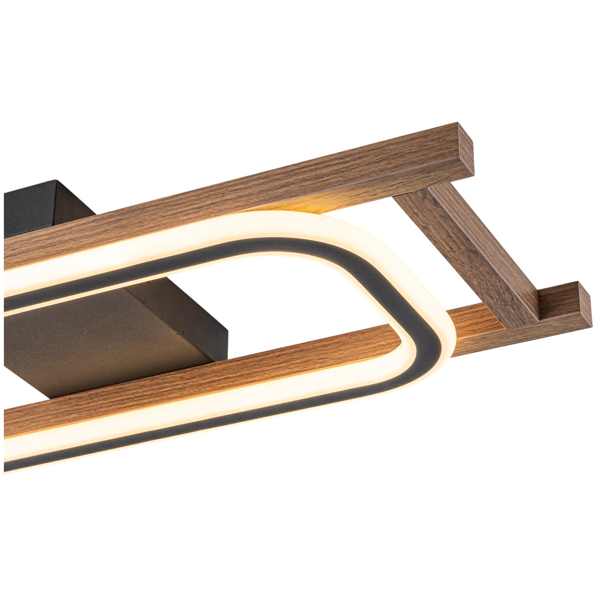 Glowlings 1/2/3-Light Farmhouse Rounded Rectangular LED Wood Flush Mount Celiling Light