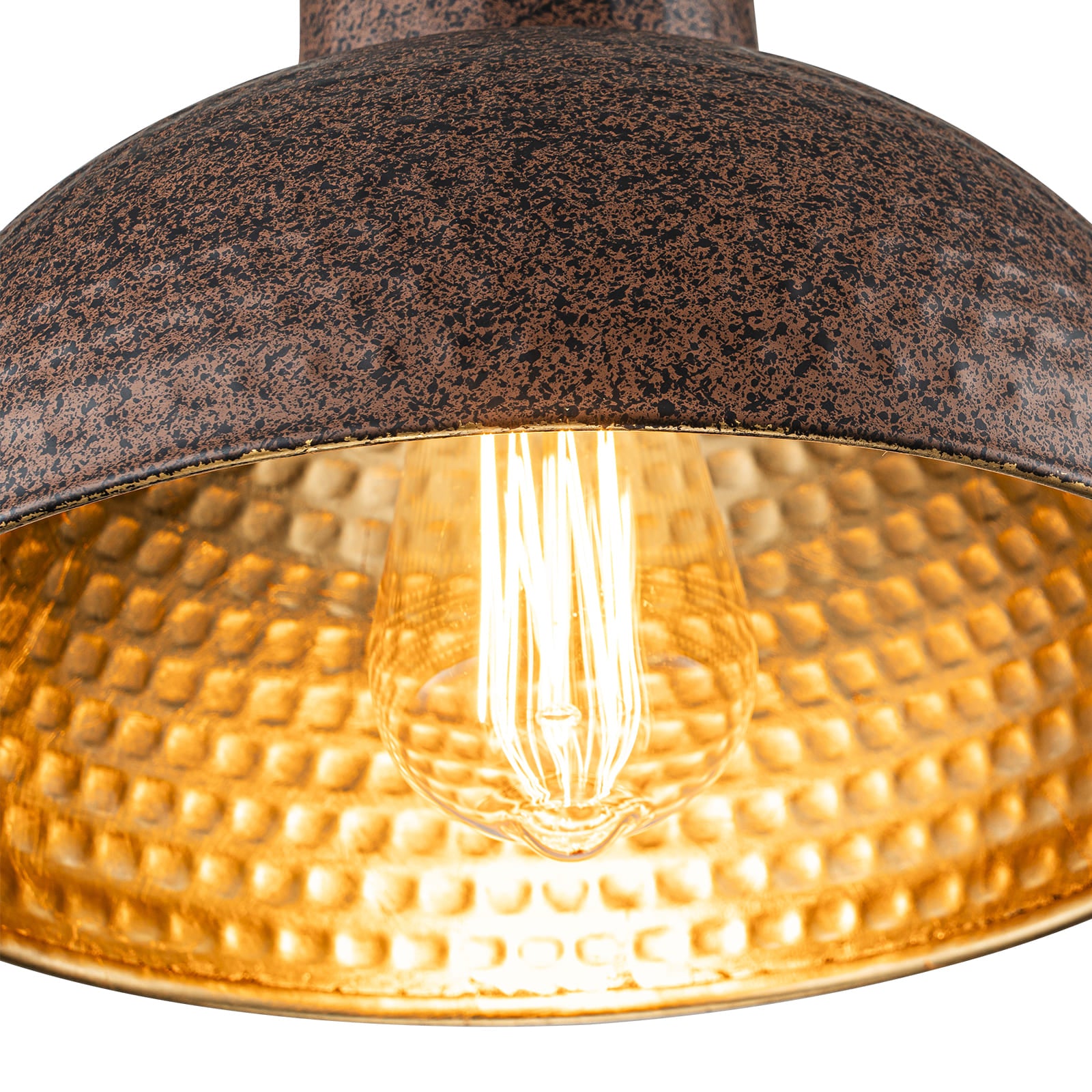 Glowlings 1-flammige Farmhouse Rusty Hammered Small Dome Kupfer-Pendelleuchte