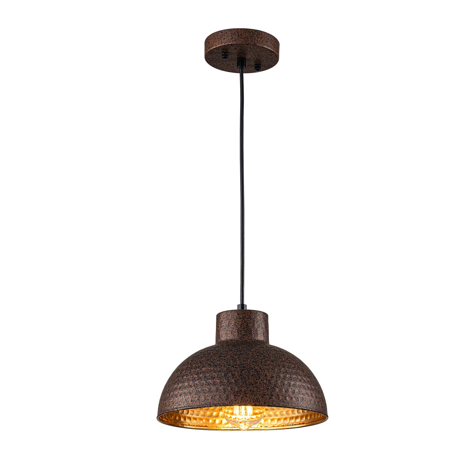 Glowlings 1-flammige Farmhouse Rusty Hammered Small Dome Kupfer-Pendelleuchte