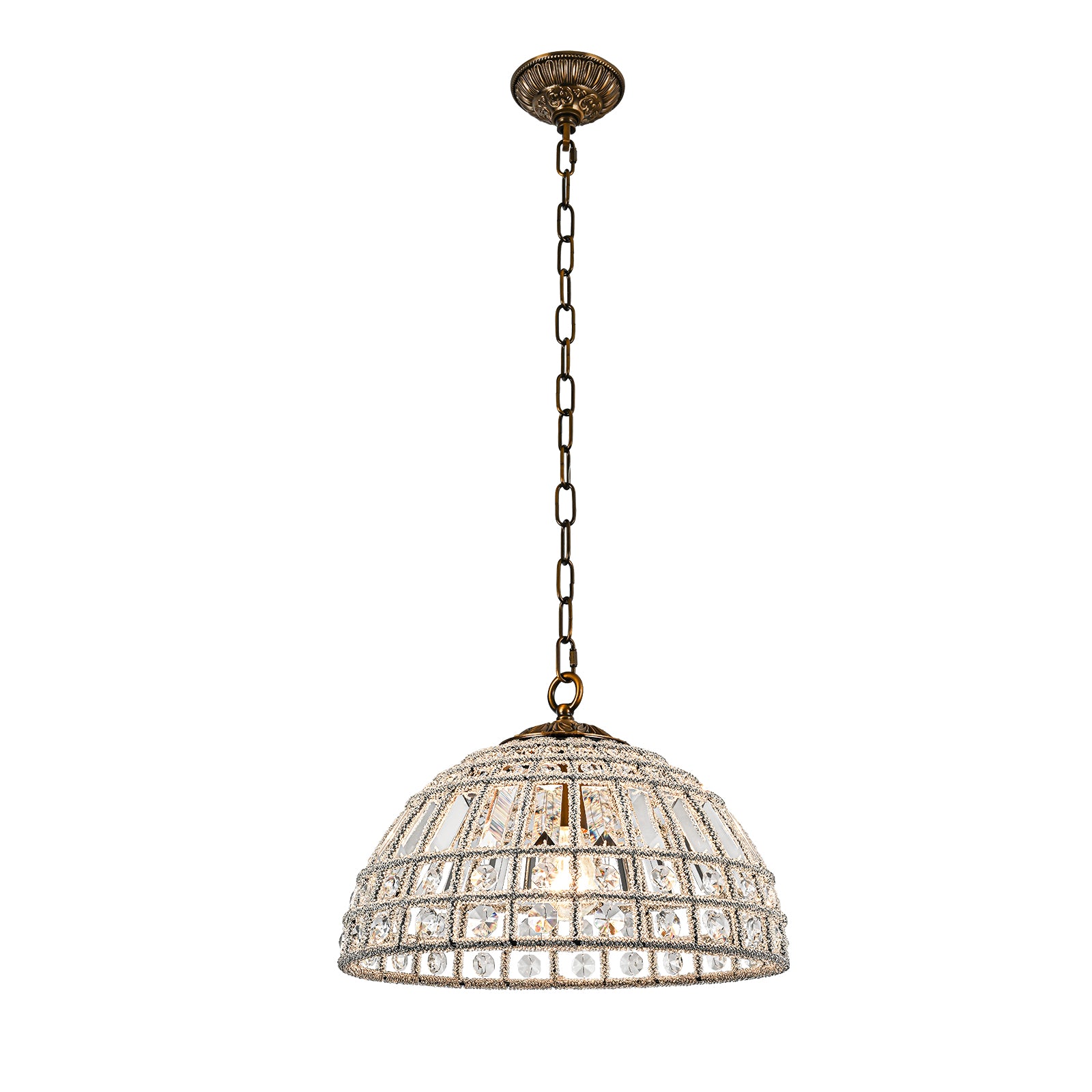 Glowlings 1/6-Licht Retro Antik Gold Kuppel Kristall Kronleuchter Insel Licht