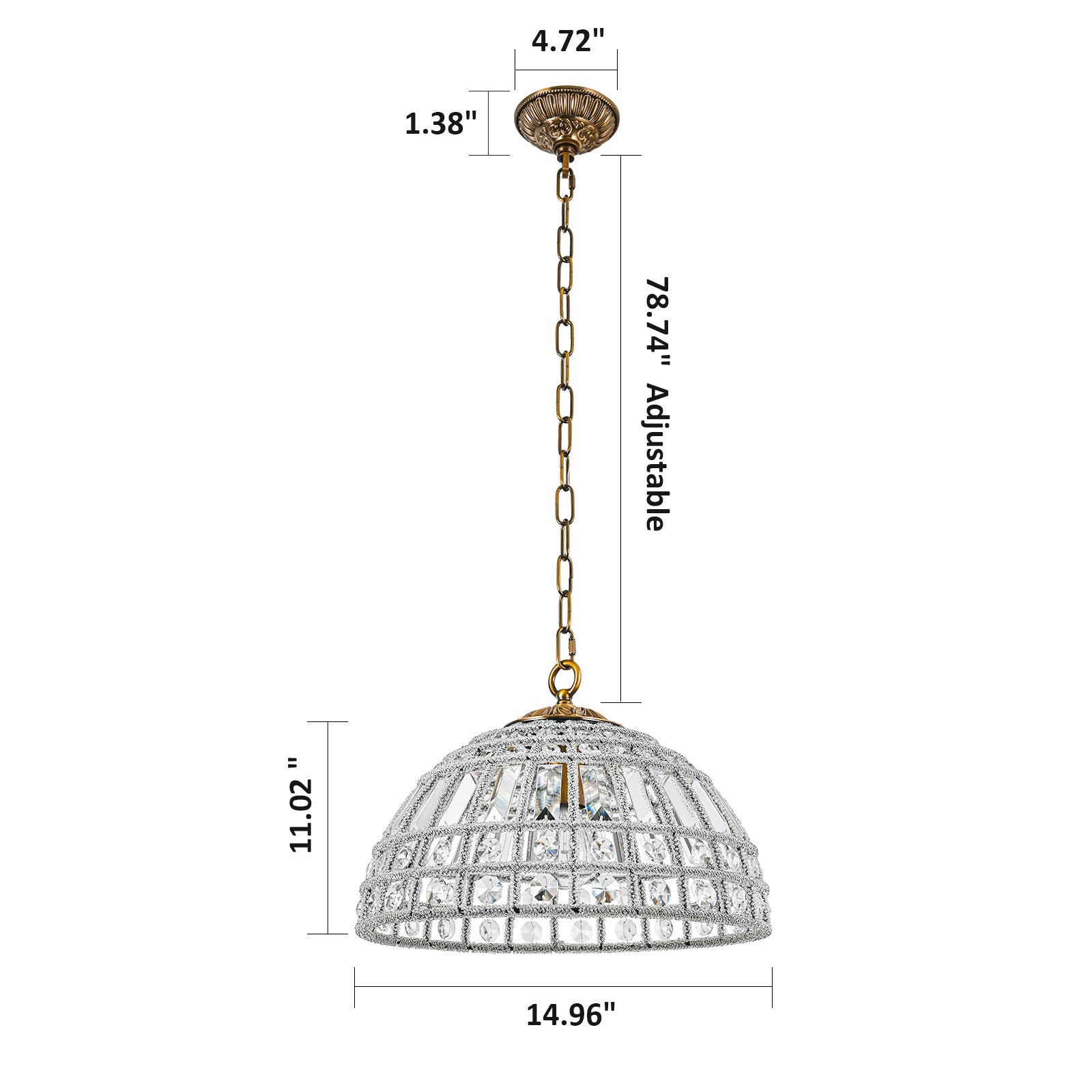 Glowlings 1/6-Licht Retro Antik Gold Kuppel Kristall Kronleuchter Insel Licht