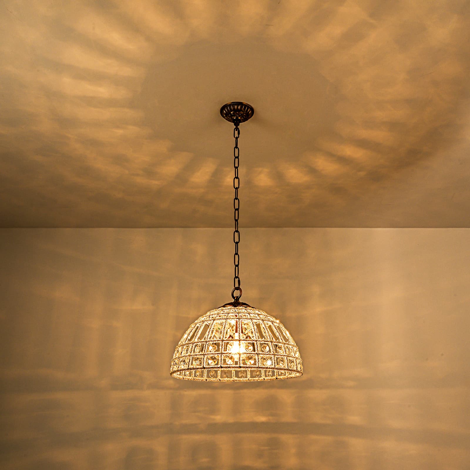 Glowlings 1/6-Licht Retro Antik Gold Kuppel Kristall Kronleuchter Insel Licht