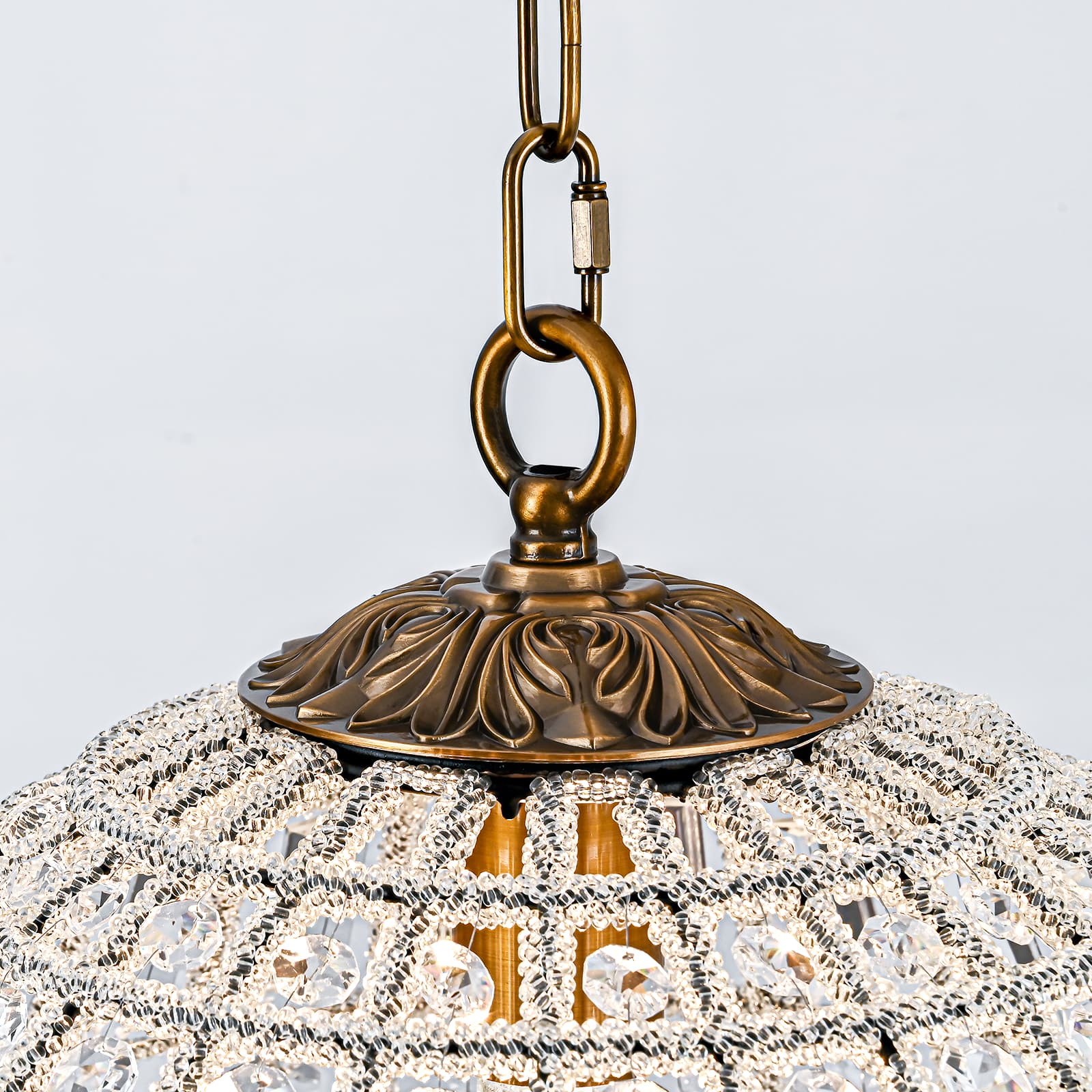 Glowlings 1/6-Licht Retro Antik Gold Kuppel Kristall Kronleuchter Insel Licht