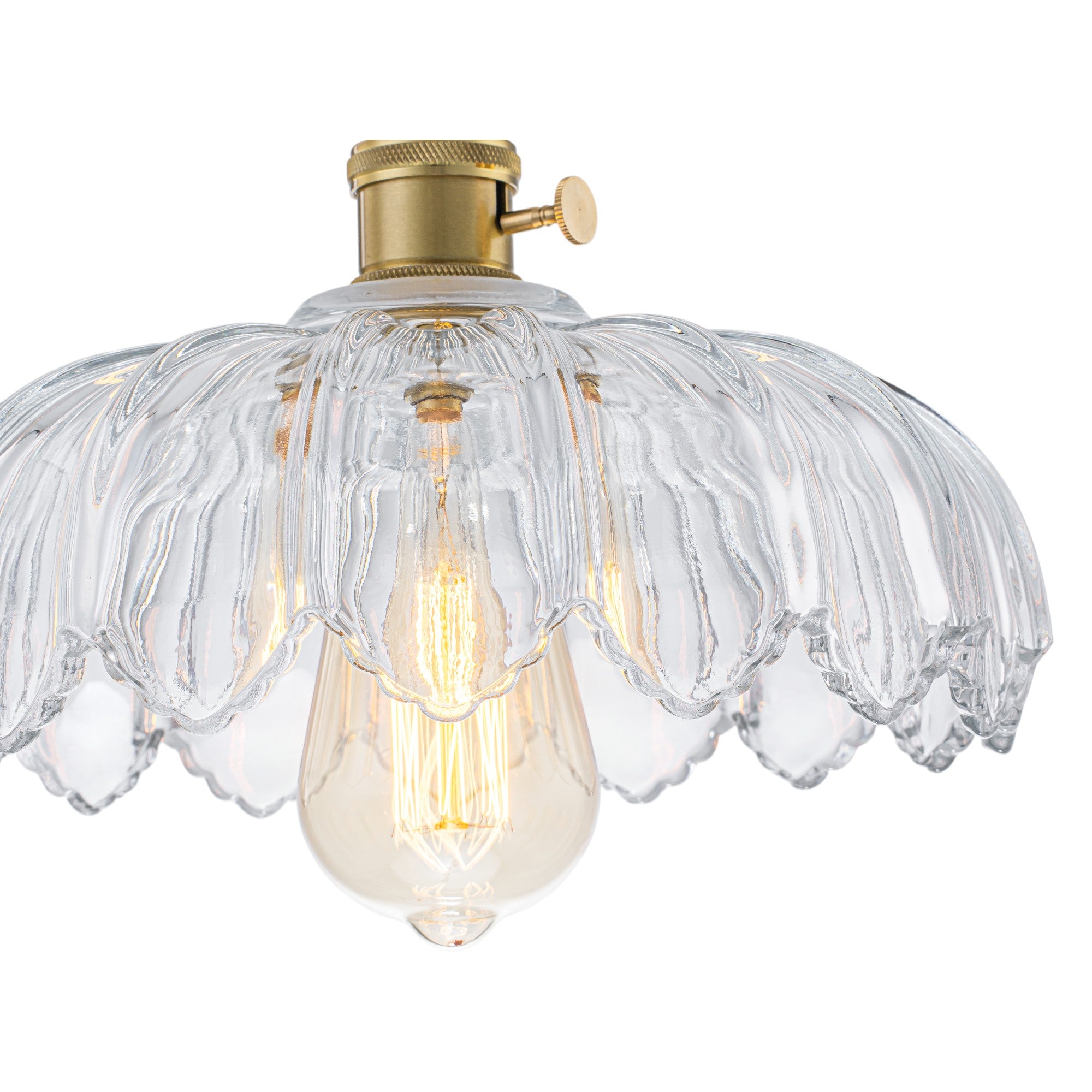 Glowlings 1-Light French Flower Shaped Green/Clear Glass Pendant Light