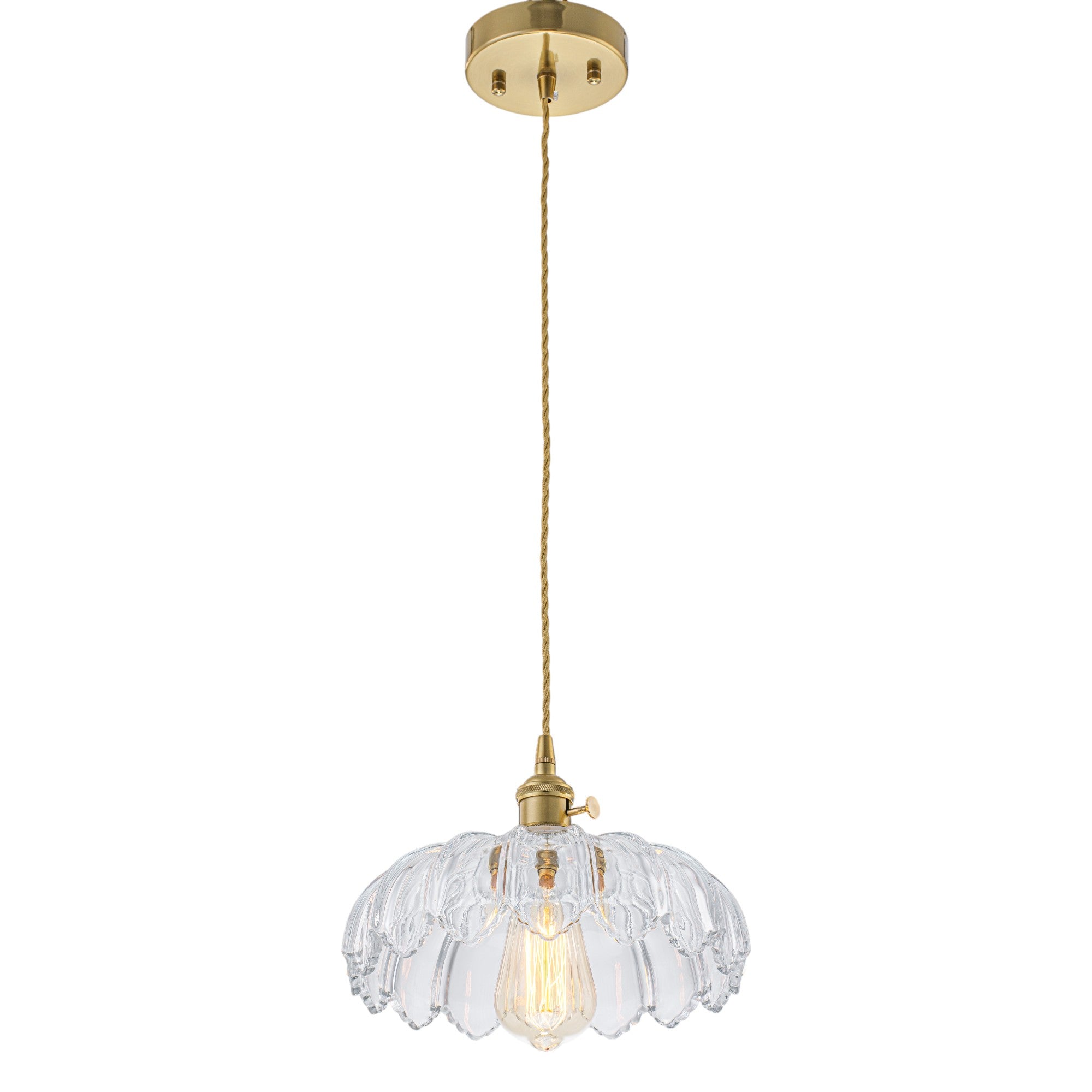 Glowlings 1-Light French Flower Shaped Green/Clear Glass Pendant Light