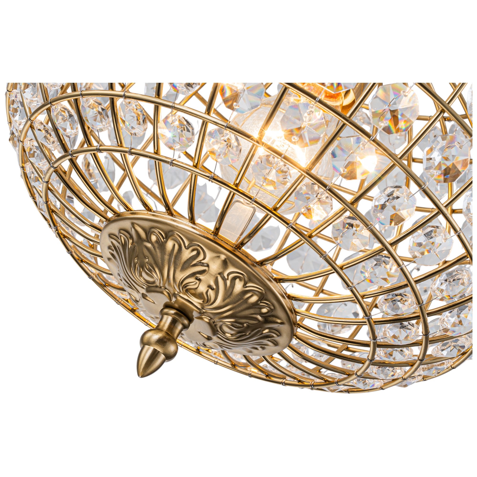 Glowlings 1-Light Vintage 11"Wide Brass/Black Globe Handmade Crystal Chandelier