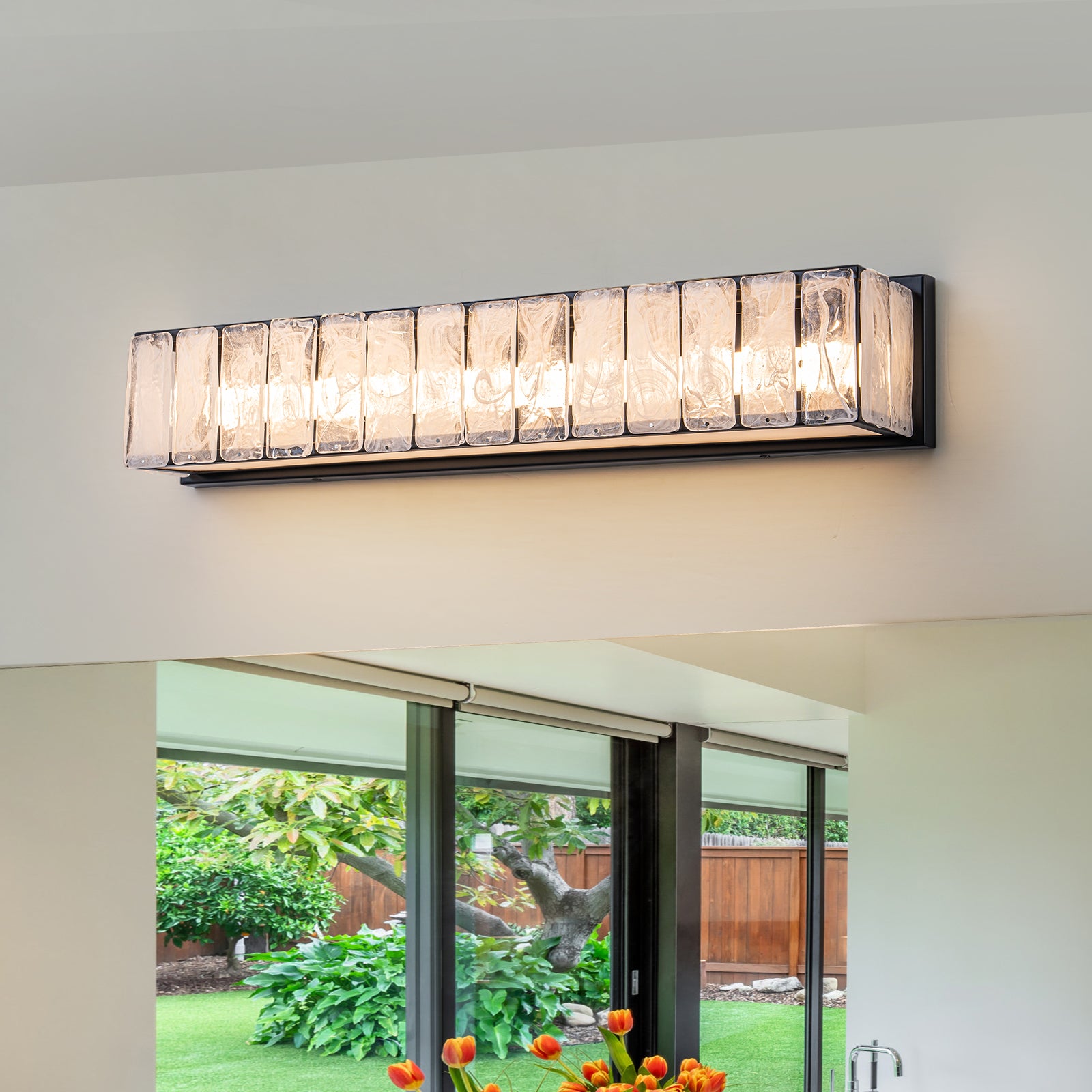 Glowlings 1-Light Modern 25"Wide Frosted Cloud Glass Rectangular LED Bathroom Vanity Light