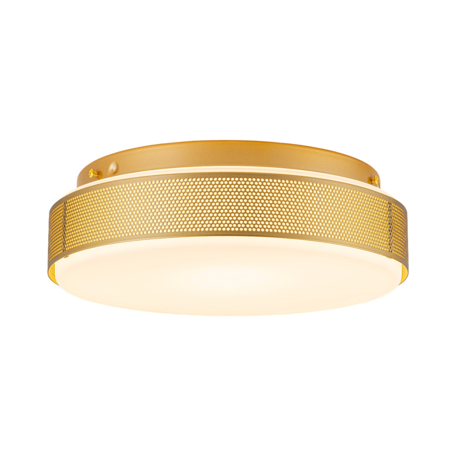 Glowlings 1-Light Modern 12"Wide Gold Round Opal Glass LED Flush Mount with 5-CCT Selectable Switch
