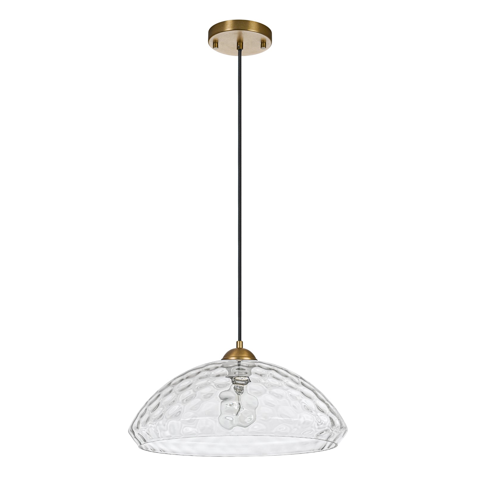 Glowlings 1-flammige, moderne Pendelleuchte mit gehämmerter, klarer Glaskuppel, 38,1 cm breit, Inselleuchte