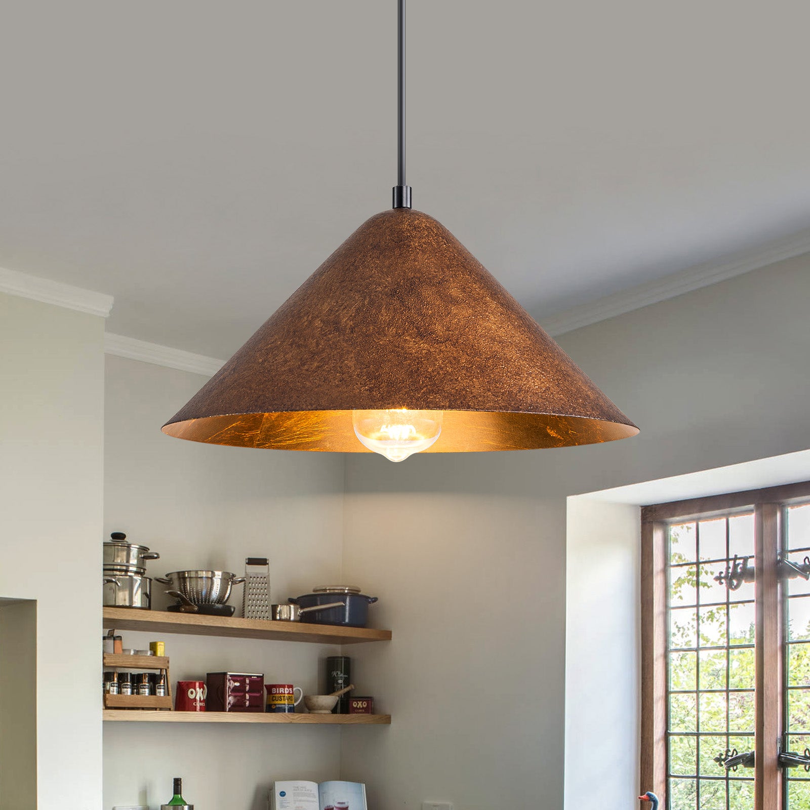 Schwenk 1 Light Copper Cone Pendant George Oliver