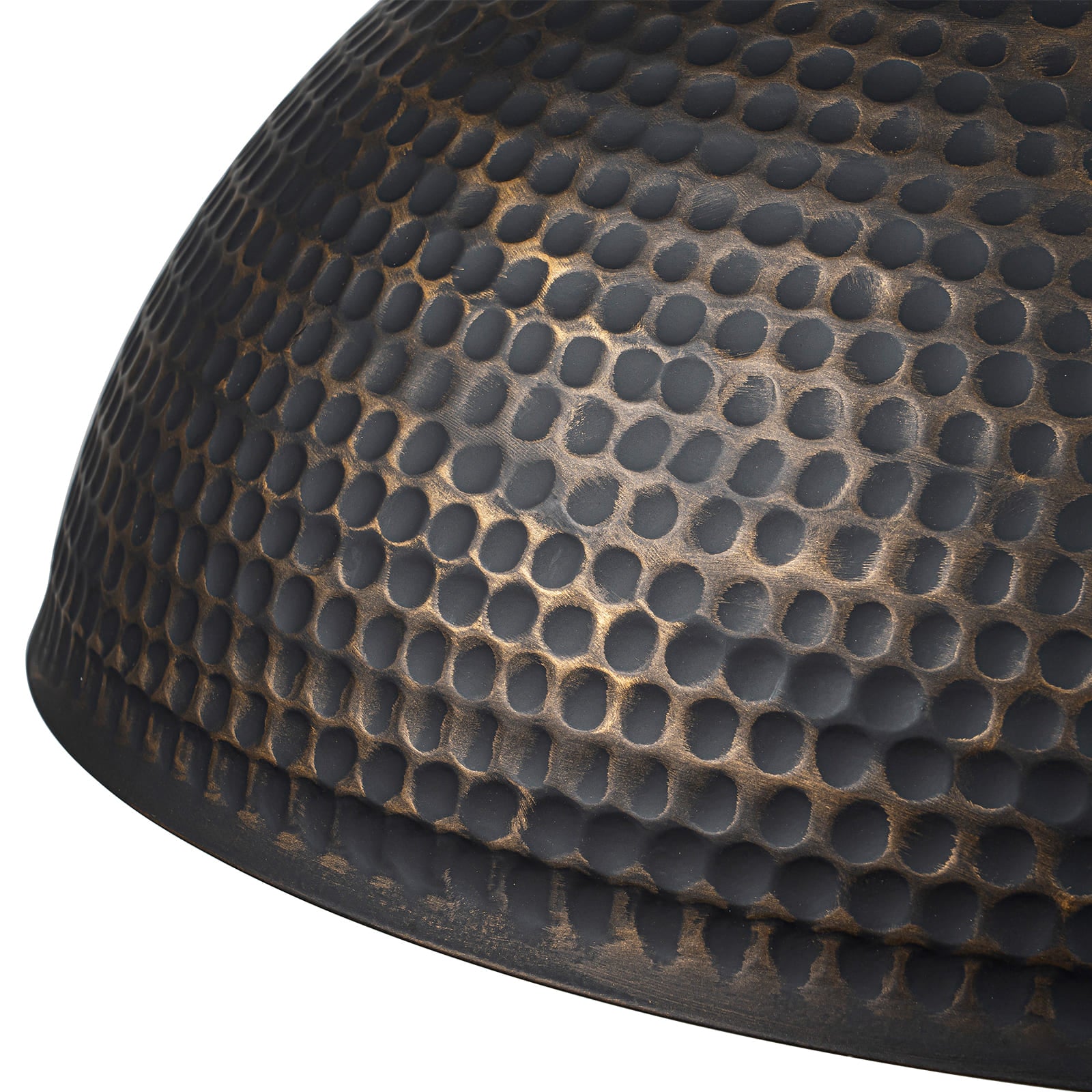 Glowlings 1-flammige industrielle 16" breite schwarz-goldene gehämmerte Textur-Kuppel-Pendelleuchte