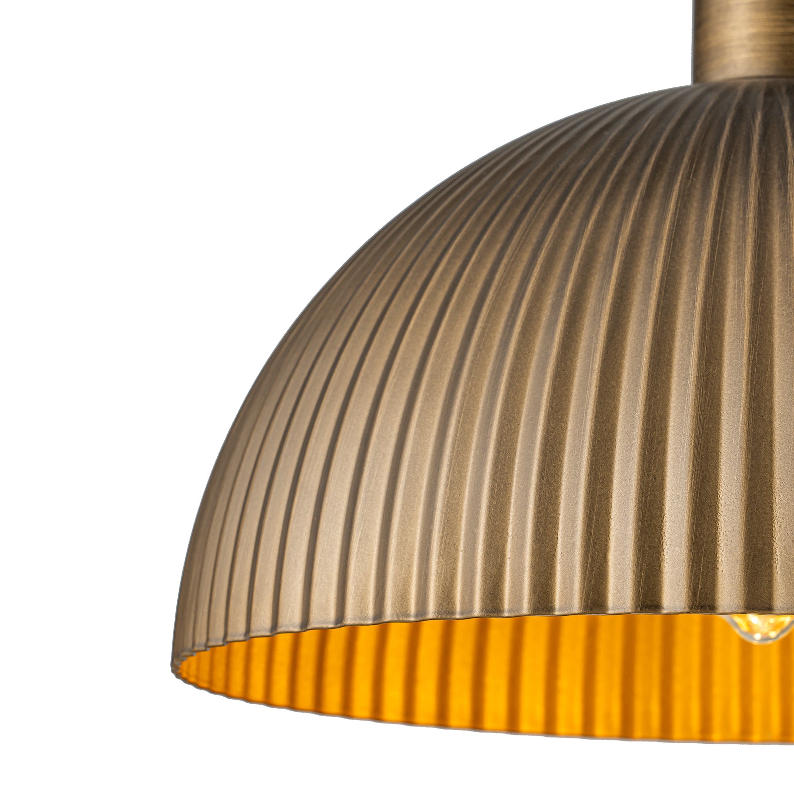 Glowlings 1-flammige Industrie-Pendelleuchte mit gerippter Kuppel, Antik-Bronze, Inselleuchte