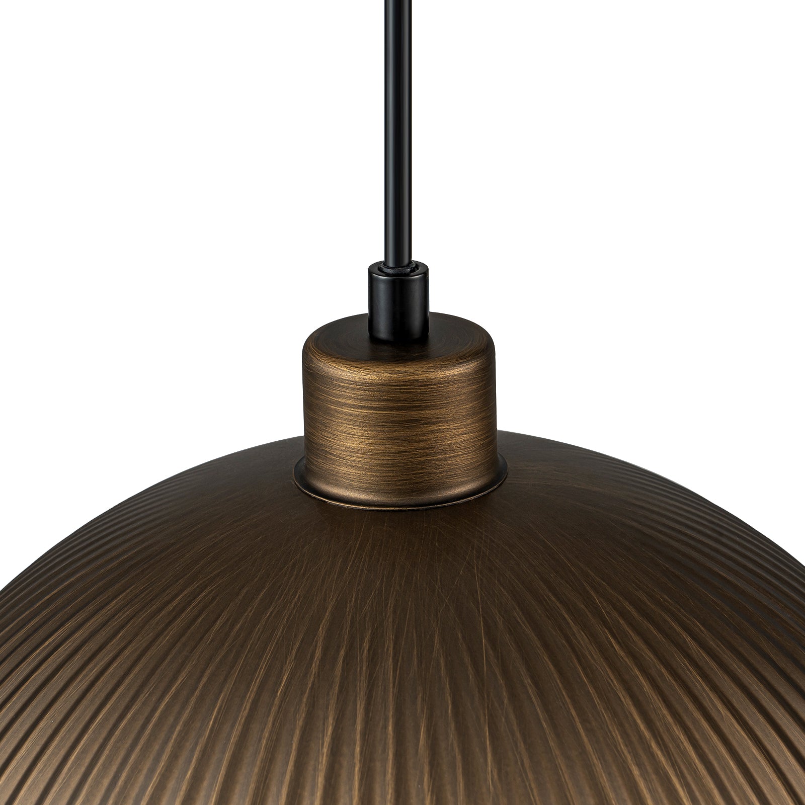 Glowlings 1-flammige Industrie-Pendelleuchte mit gerippter Kuppel, Antik-Bronze, Inselleuchte