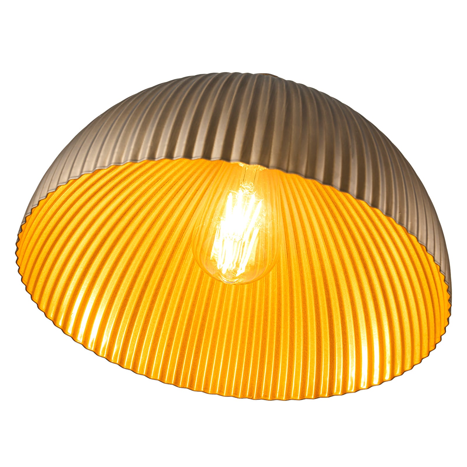 Glowlings 1-flammige Industrie-Pendelleuchte mit gerippter Kuppel, Antik-Bronze, Inselleuchte