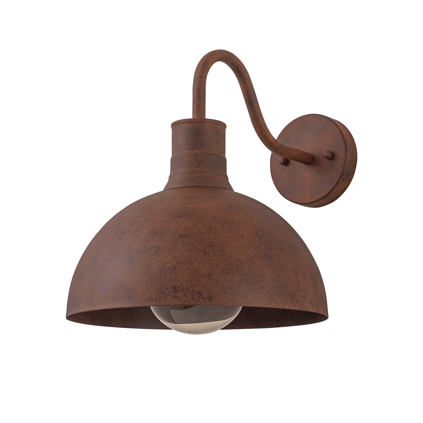 Glowlings 1-Light Industrial 12"Wide Antique Brown Rust Dome Wall Sconce
