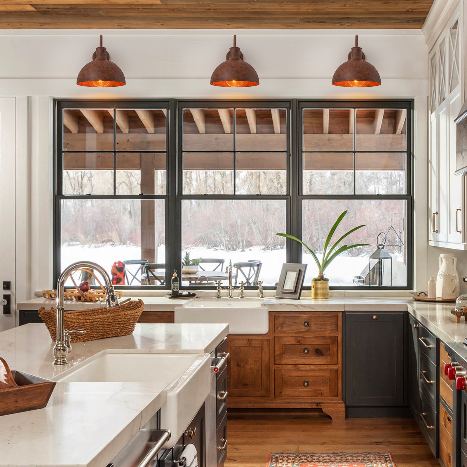 Glowlings 1-Light Industrial 12"Wide Antique Brown Rust Dome Wall Sconce