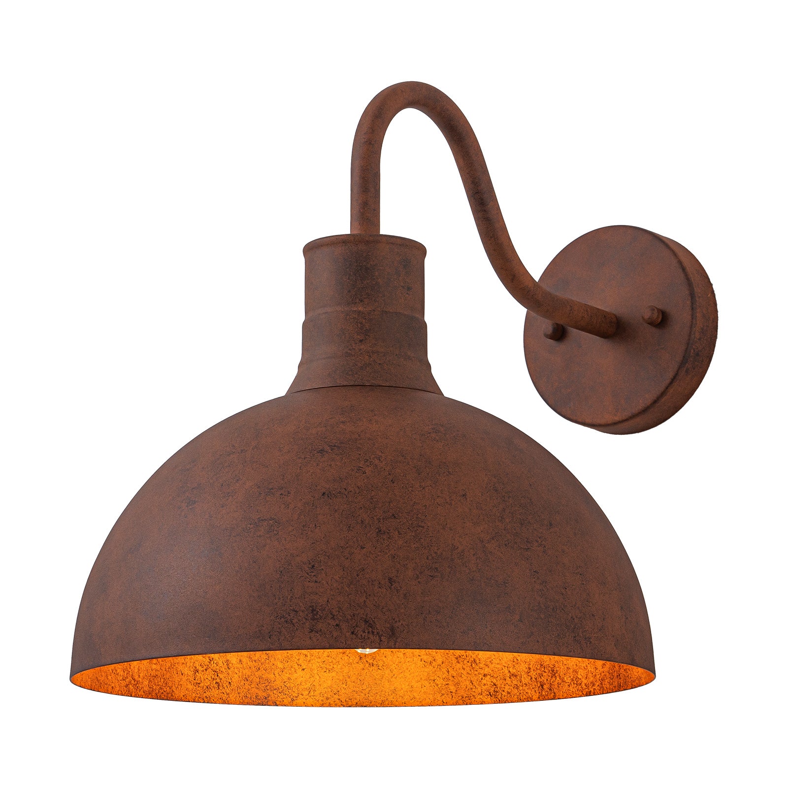 Glowlings 1-Light Industrial 12"Wide Antique Brown Rust Dome Wall Sconce