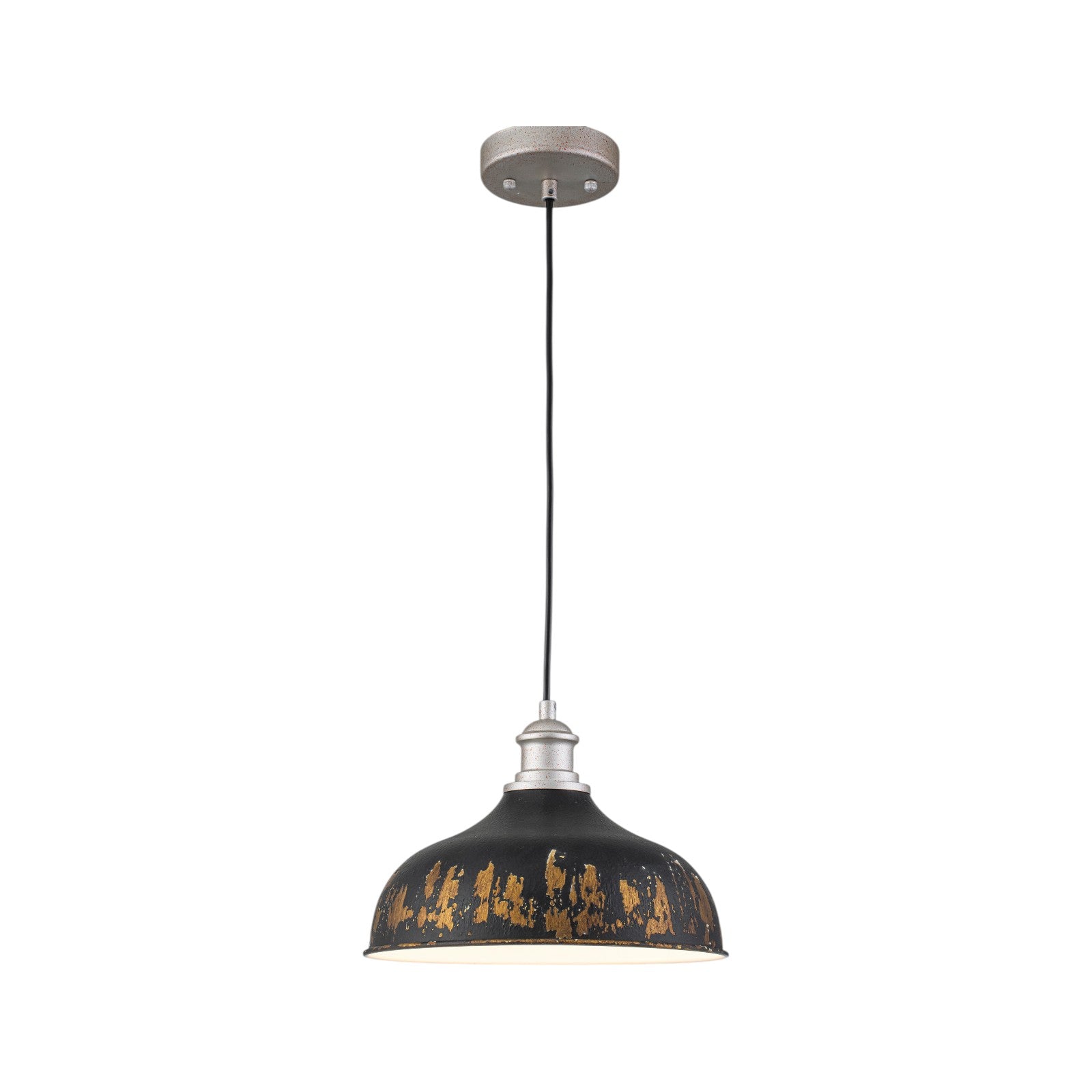 Glowlings 1-Light Industrial Antique Gold Distressing Small Dome Pendant Light Island Light