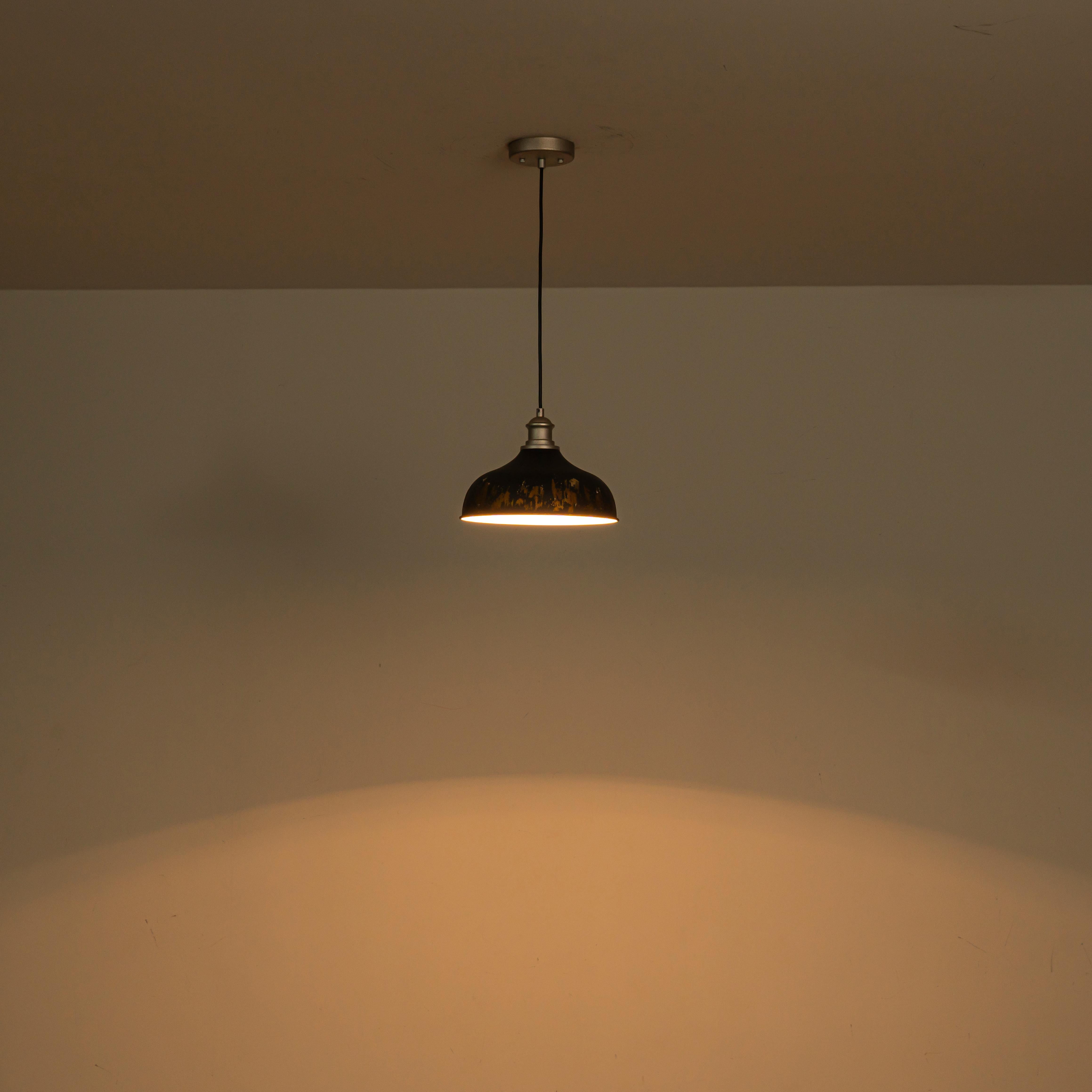 Glowlings 1-Light Industrial Antique Gold Distressing Small Dome Pendant Light Island Light