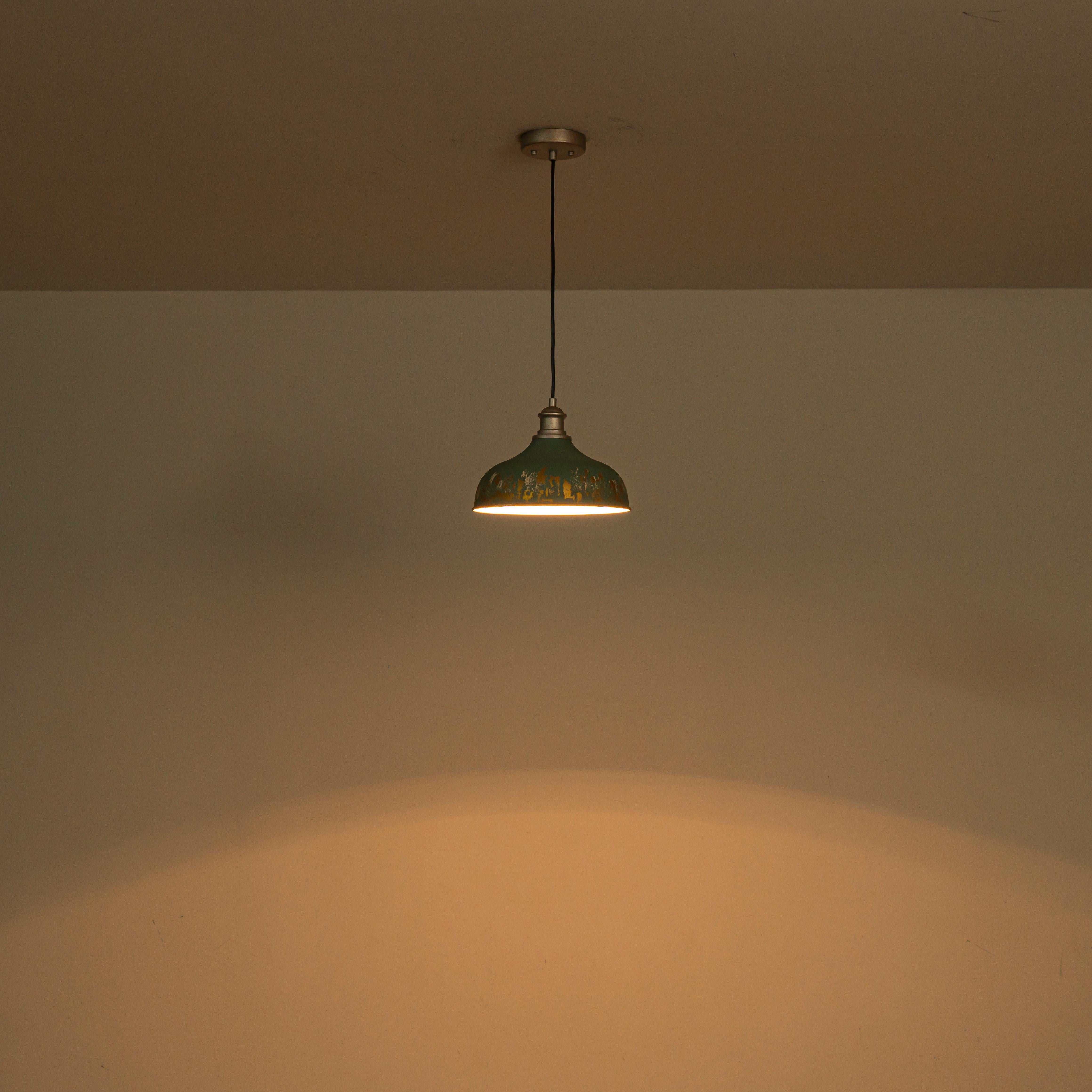 Glowlings 1-Light Industrial Antique Gold Distressing Small Dome Pendant Light Island Light