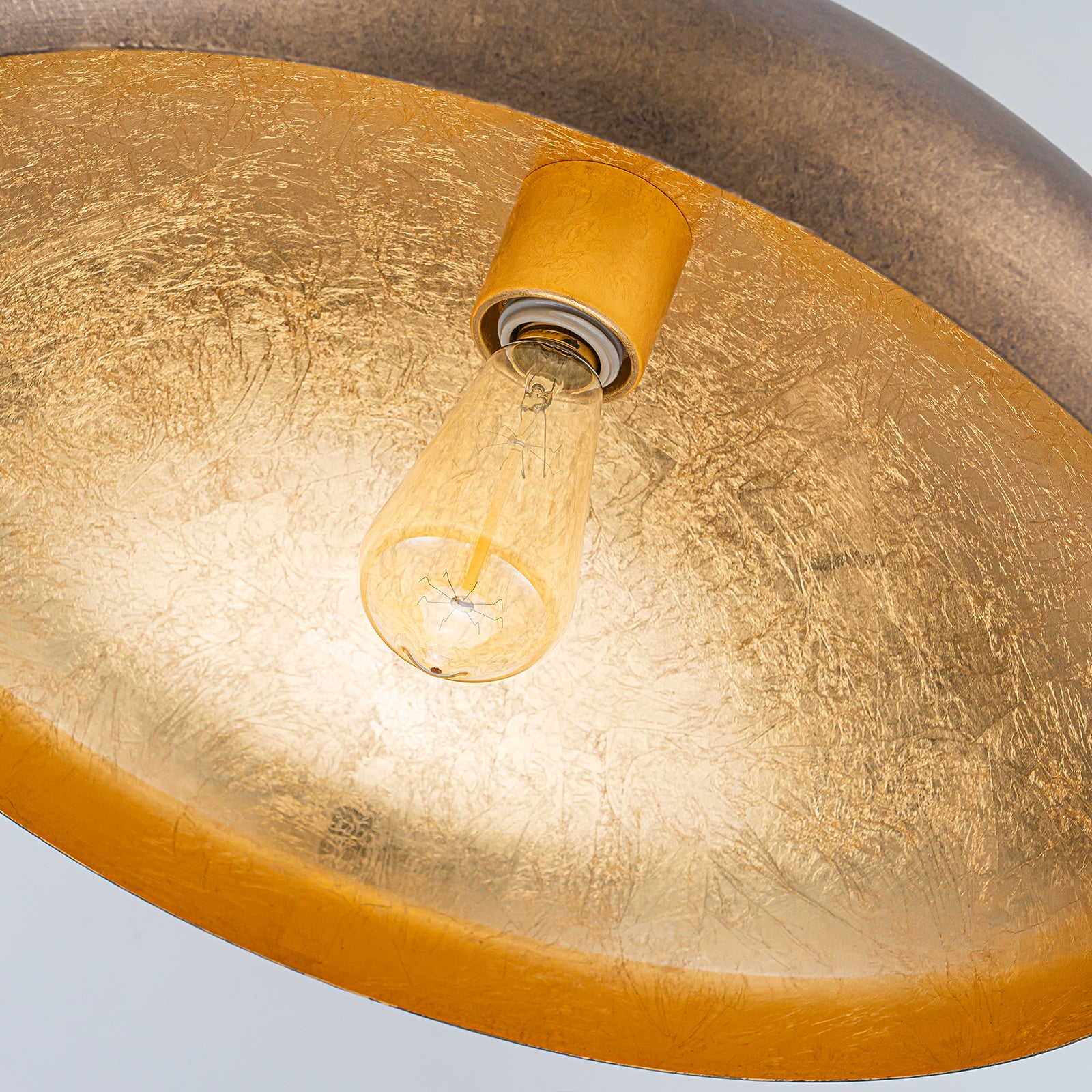 Glowlings 1-Light Industrial 20"Wide Oil Rubbed Bronze/Antique Gold Dome Pendant Light