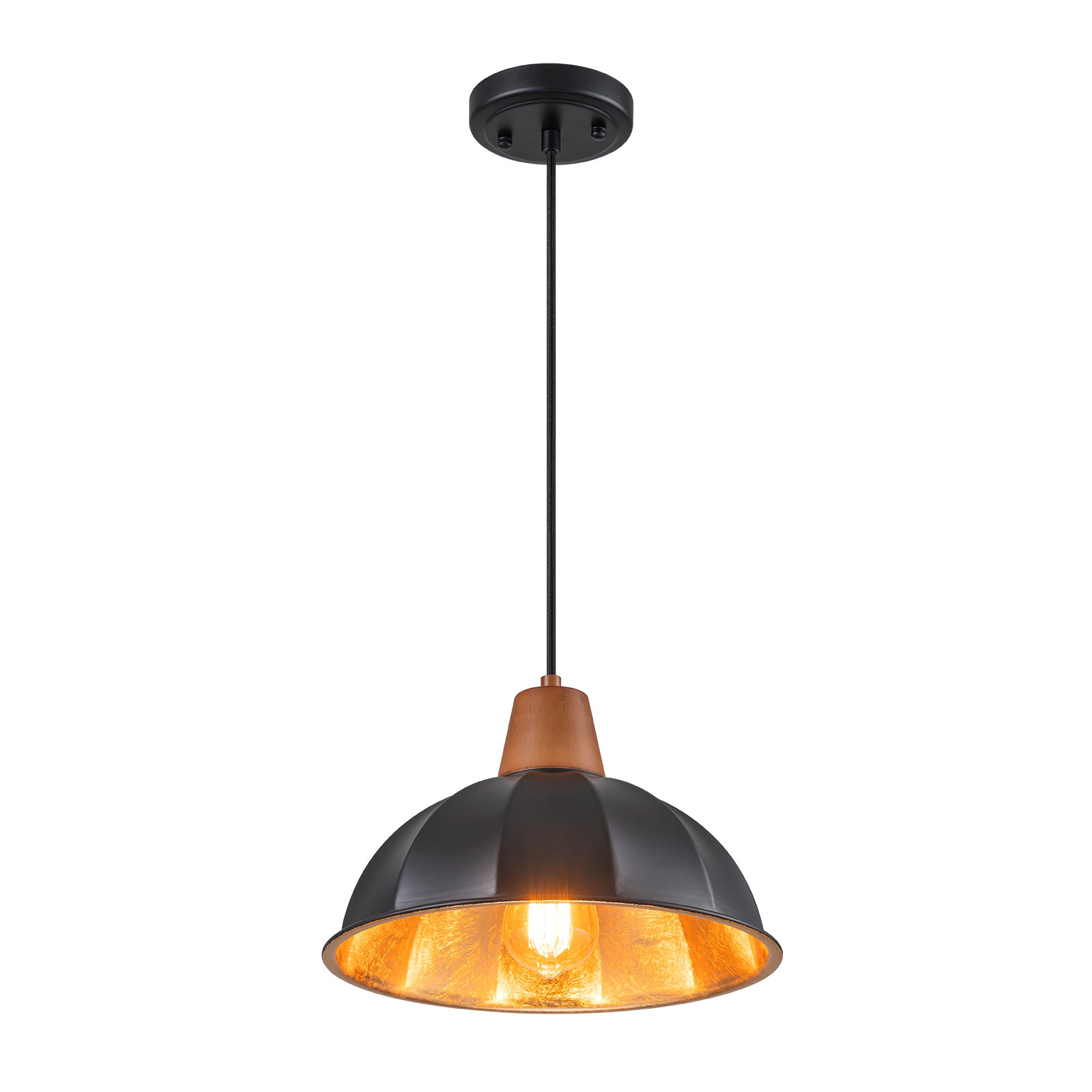 Glowlings 1-flammige industrielle schwarze kleine Kuppel-Pendelleuchte, Inselleuchte