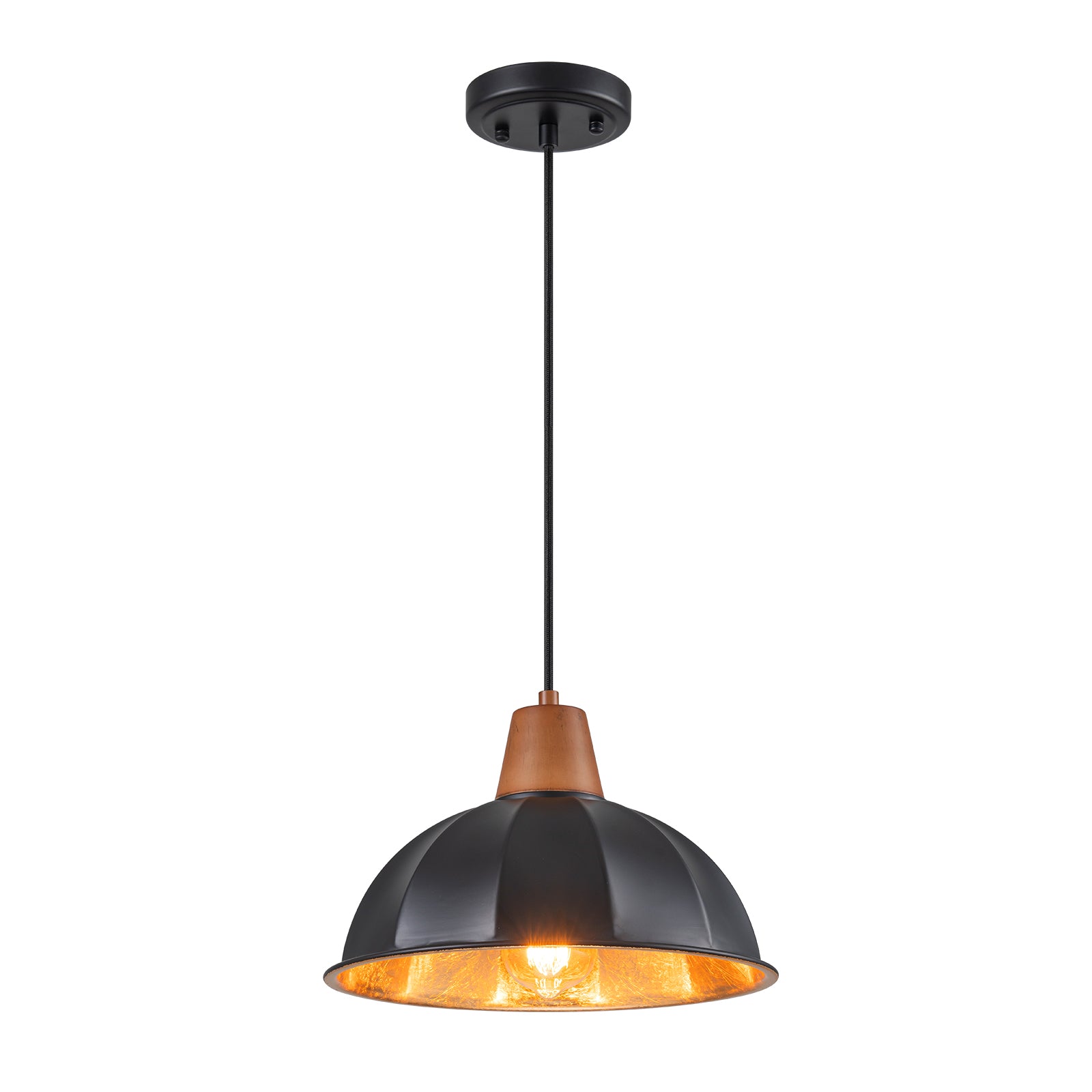 Glowlings 1-flammige industrielle schwarze kleine Kuppel-Pendelleuchte, Inselleuchte