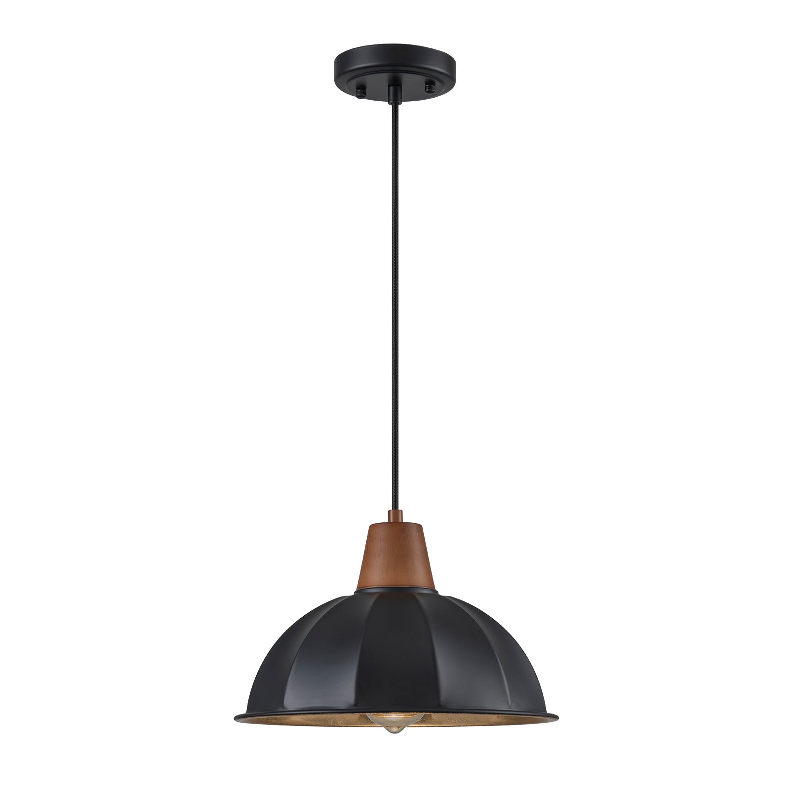 Glowlings 1-flammige industrielle schwarze kleine Kuppel-Pendelleuchte, Inselleuchte